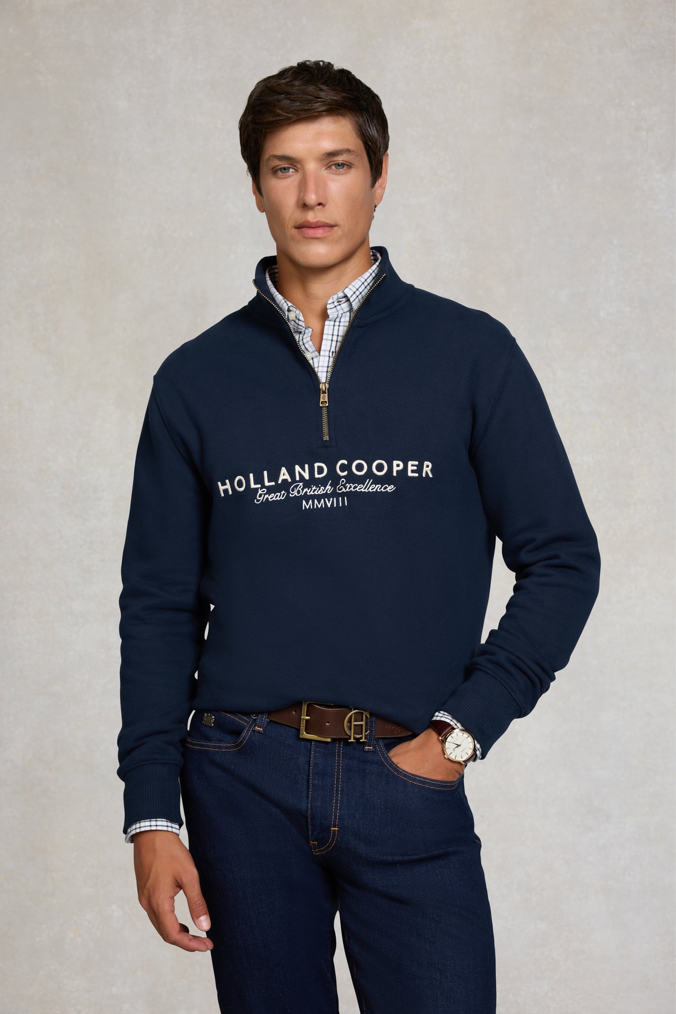 Men's Sporting Goods Zip Henley (Ink Navy)