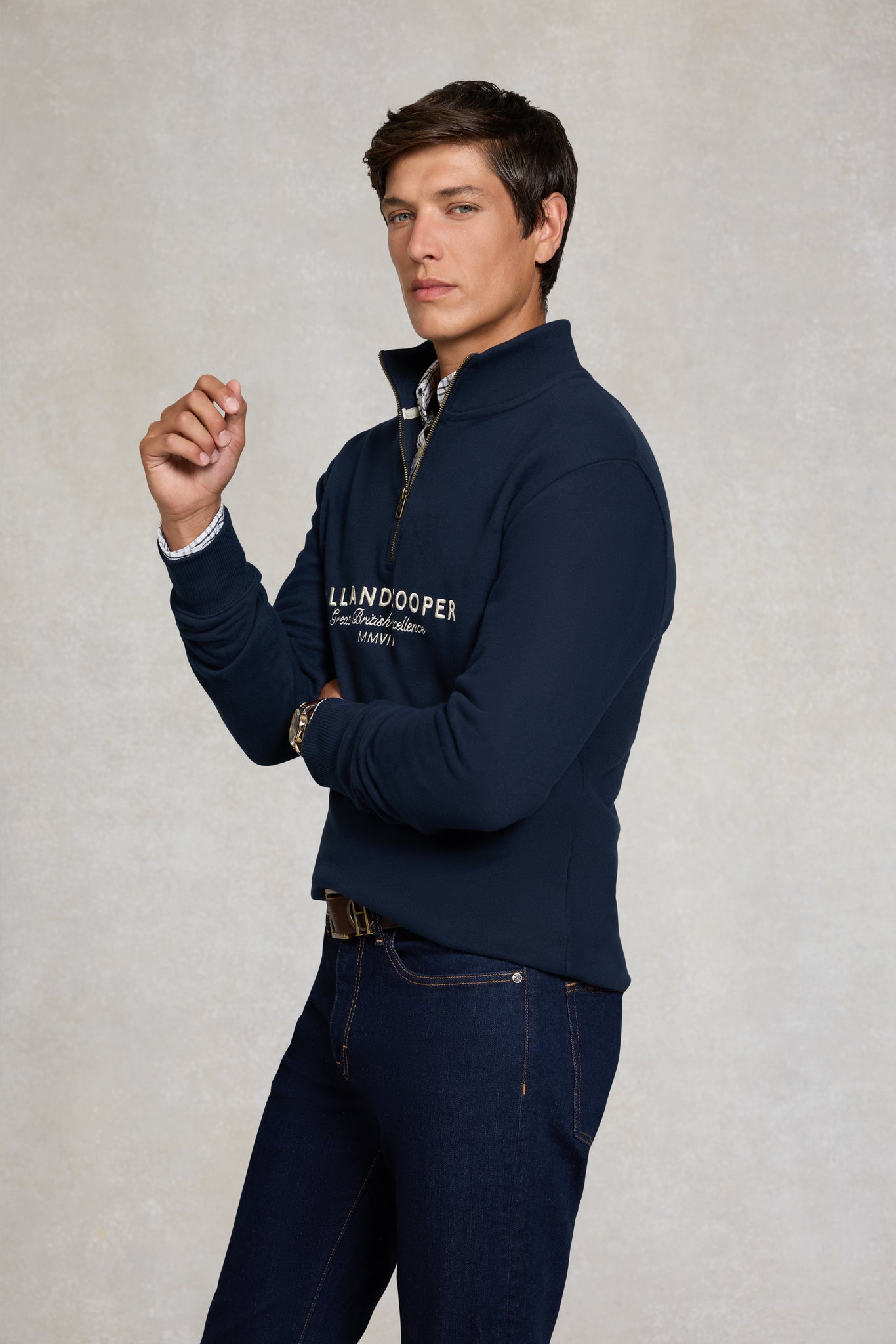 Men's Sporting Goods Zip Henley (Ink Navy)