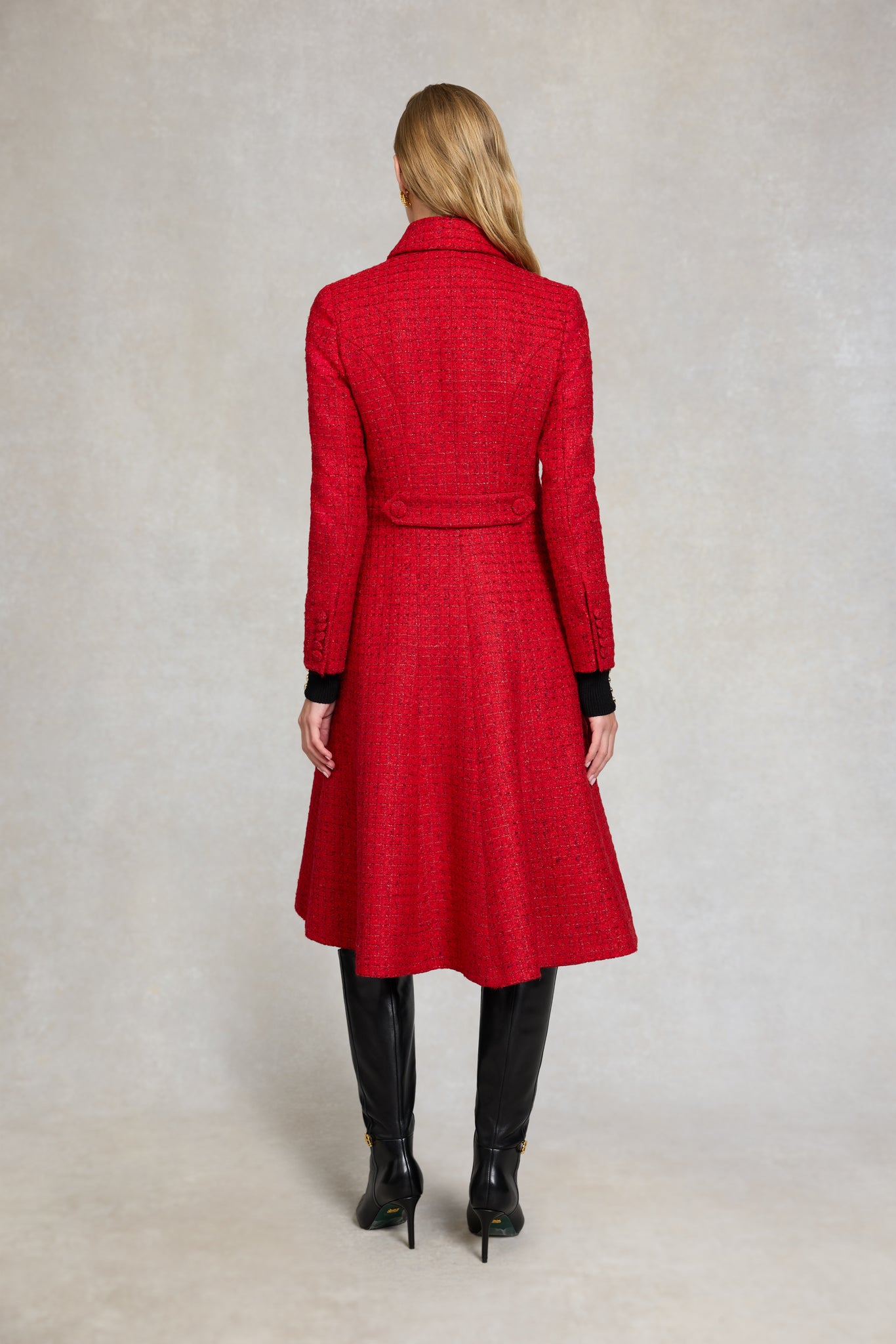 Windsor Fit & Flare Coat (Red Boucle)