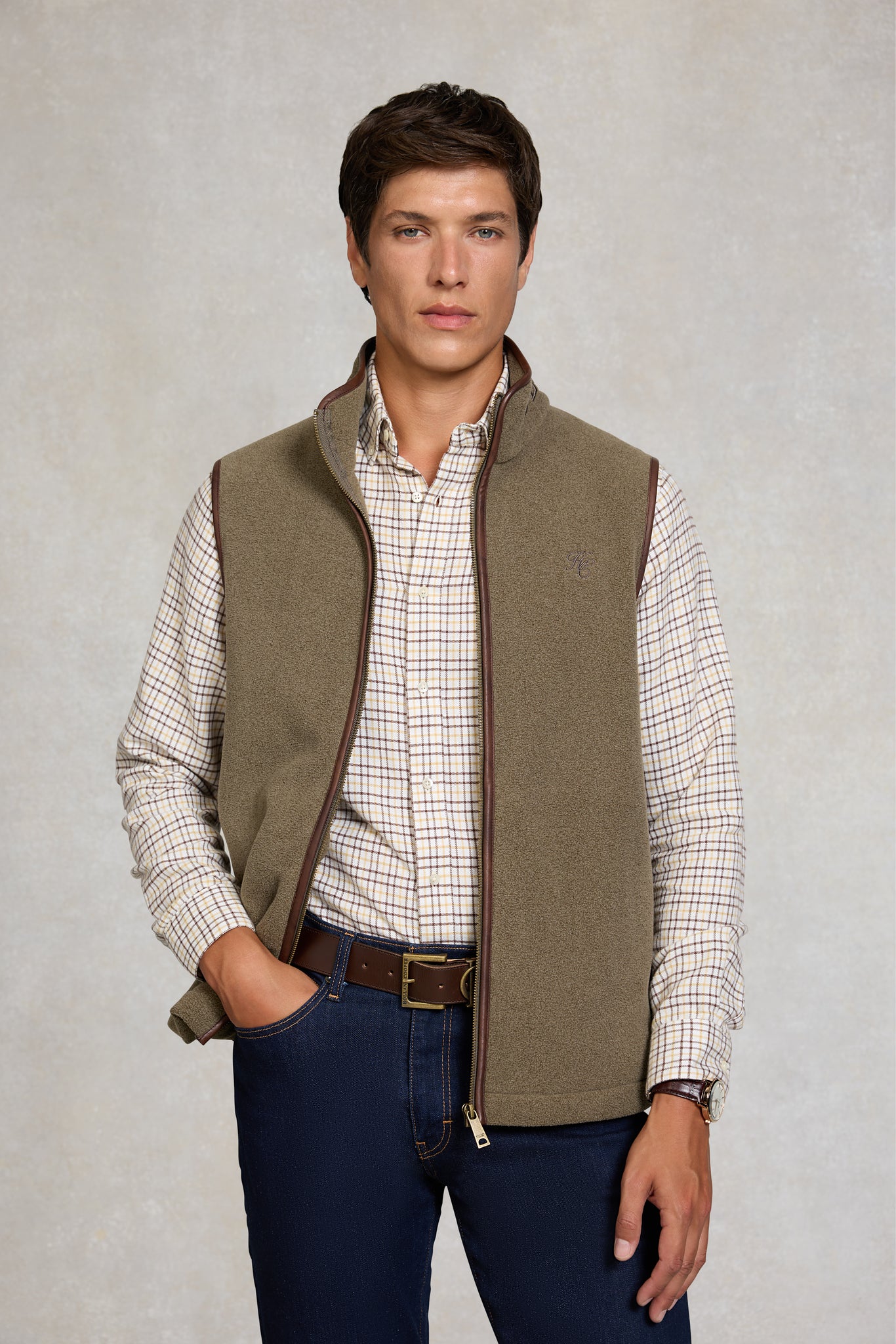 Men's Country Fleece Gilet (Dusty Khaki)