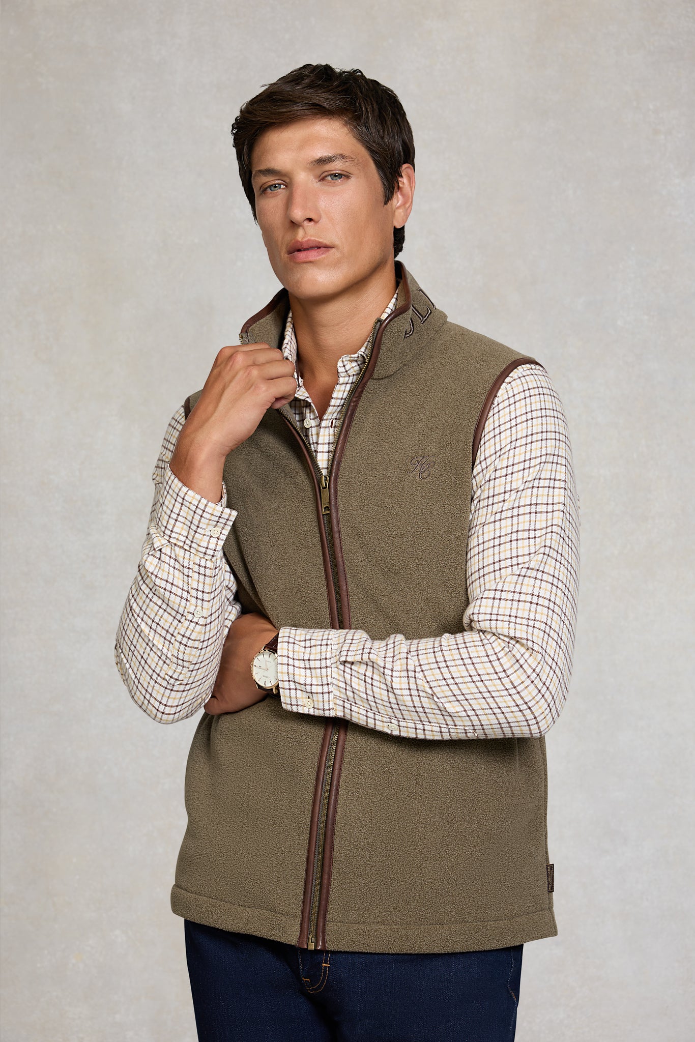 Men's Country Fleece Gilet (Dusty Khaki)