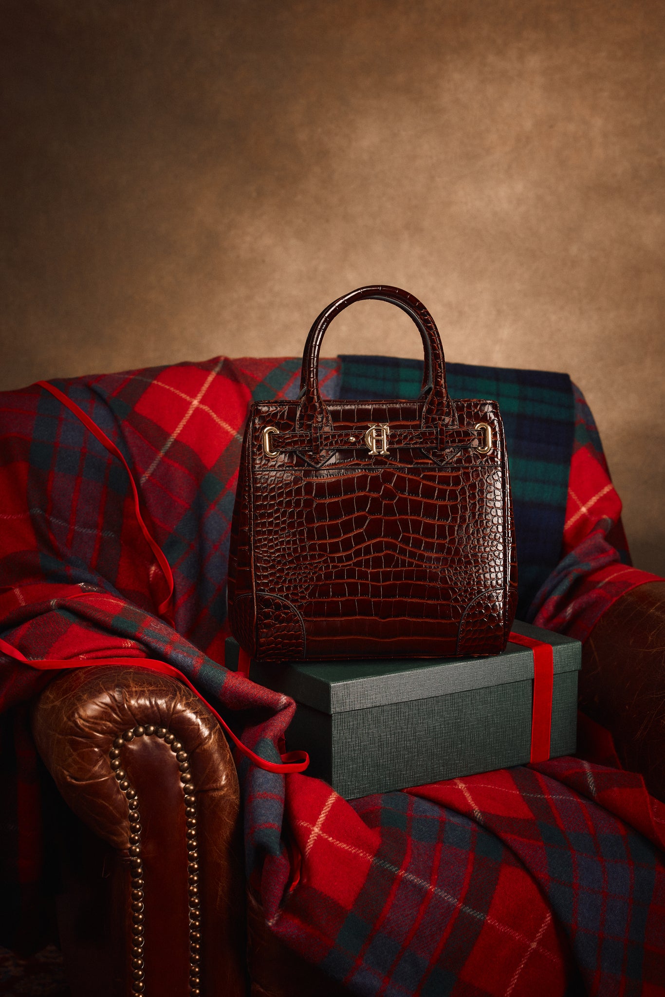 The Brompton Mini Tote (Rich Chocolate Croc)