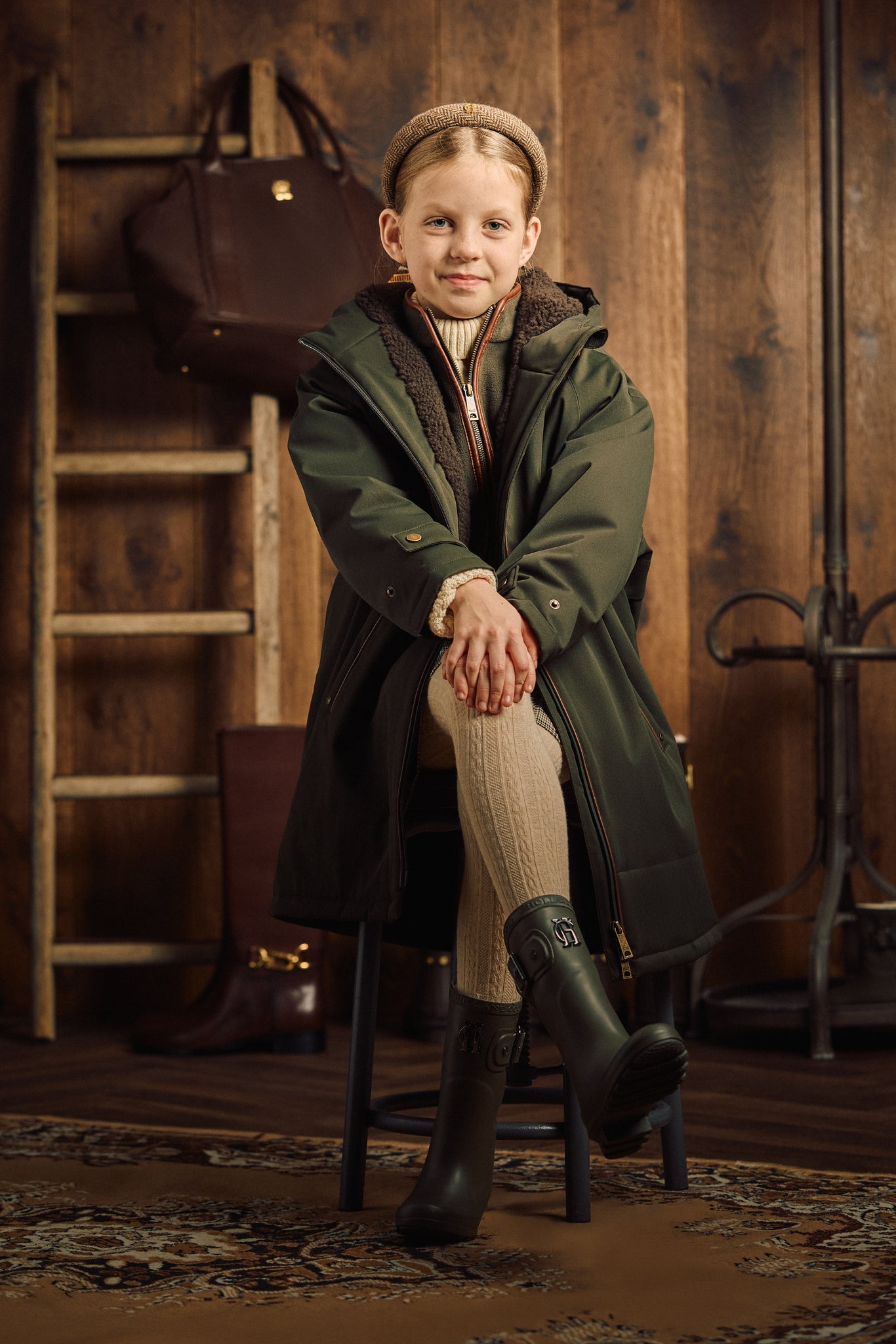 Children's Oversized Waterproof Coat (Khaki)