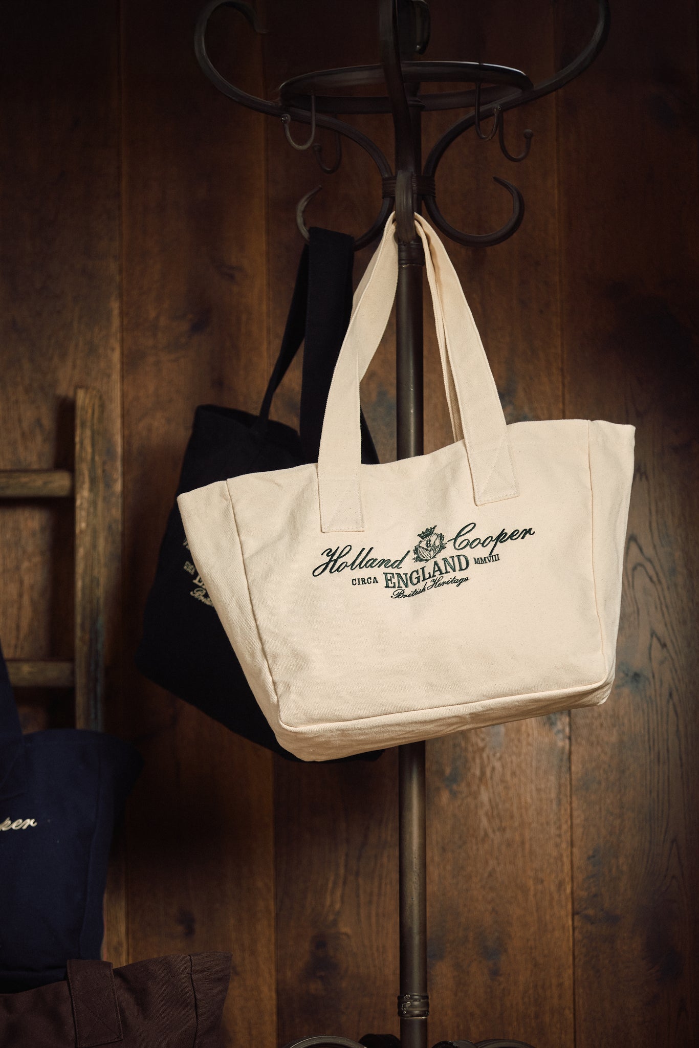 Essential Tote Bag (Ecru Racing Green)
