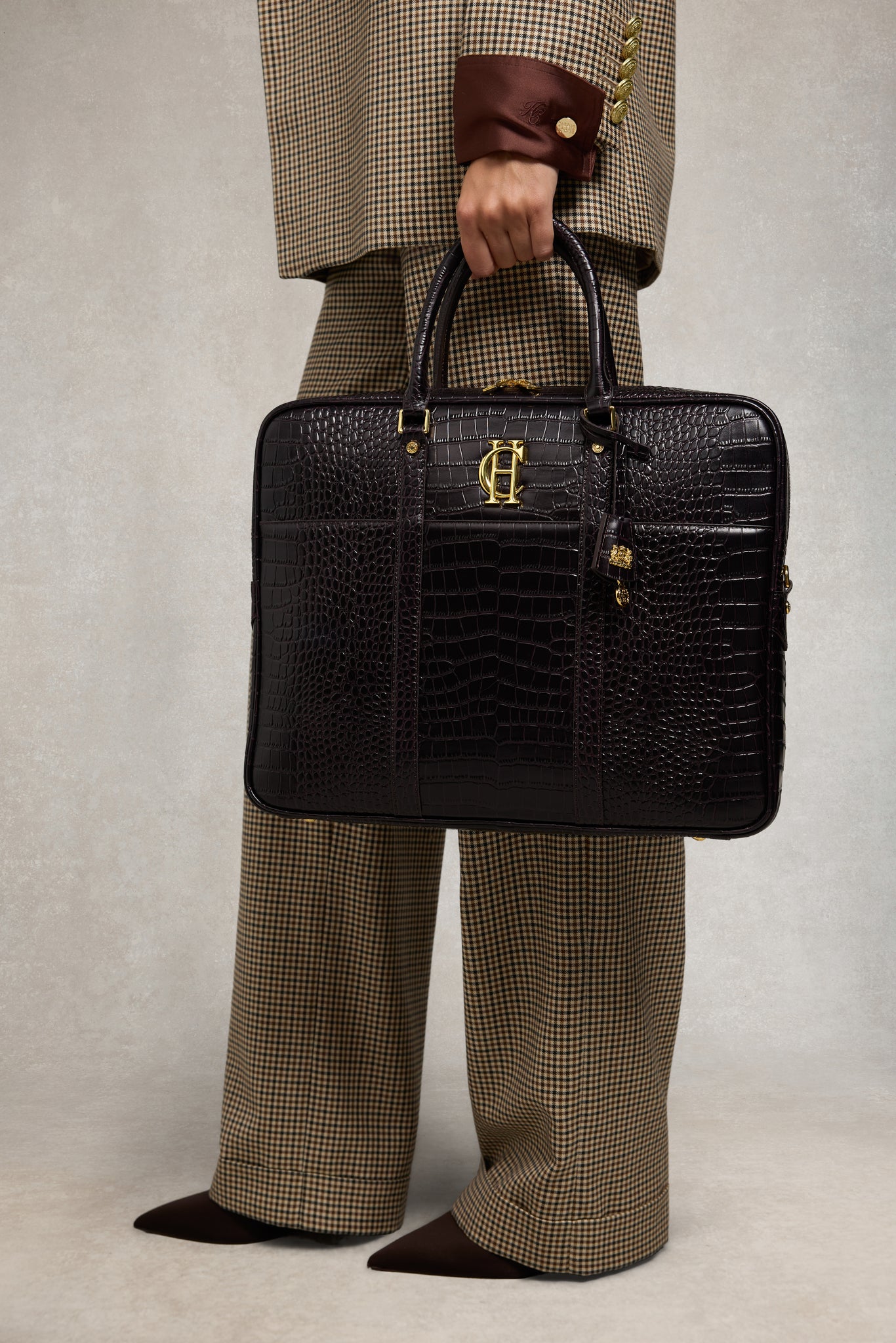 Knightsbridge Briefcase (Rich Chocolate Croc)