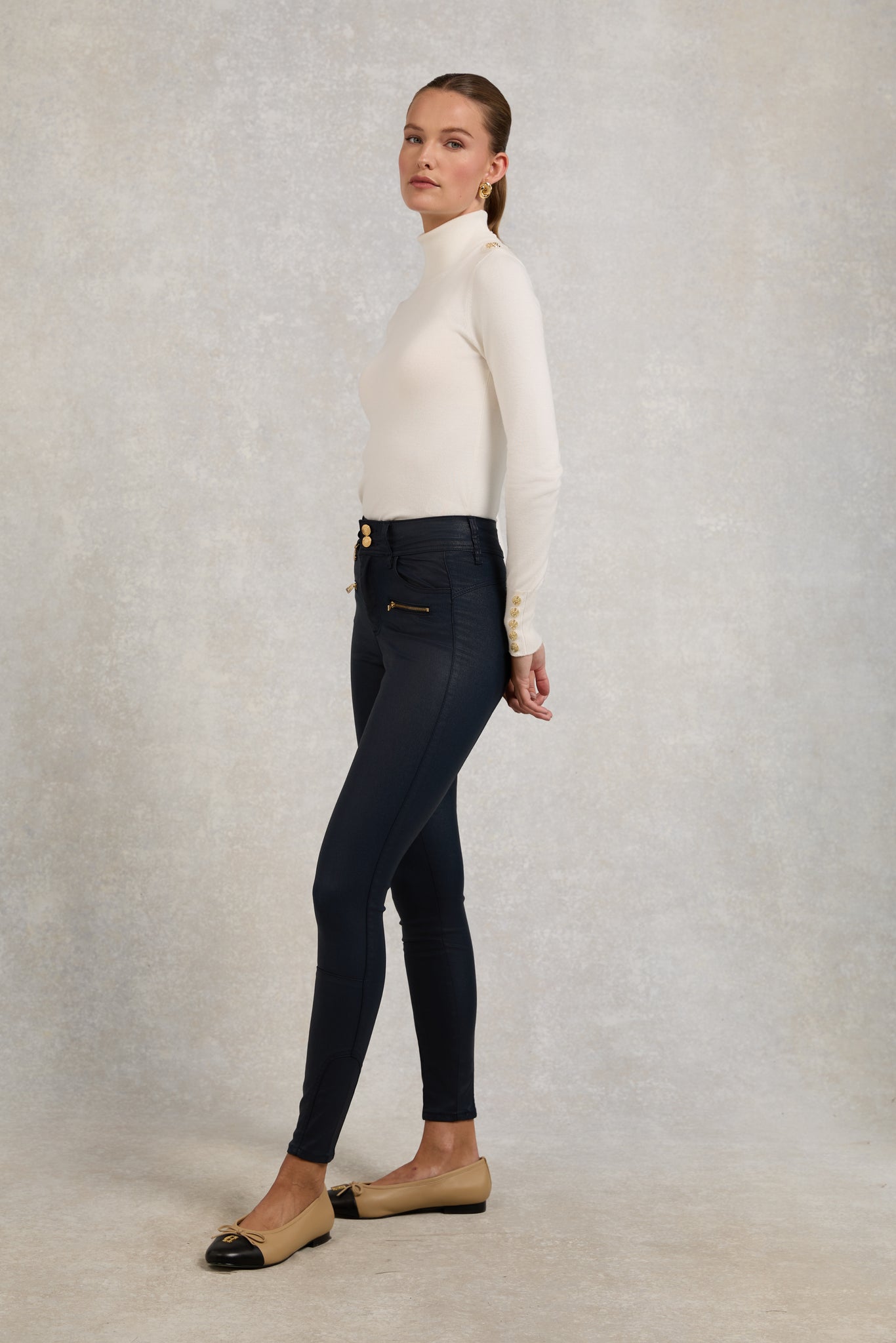 Coated Jodhpur Jean (Navy)