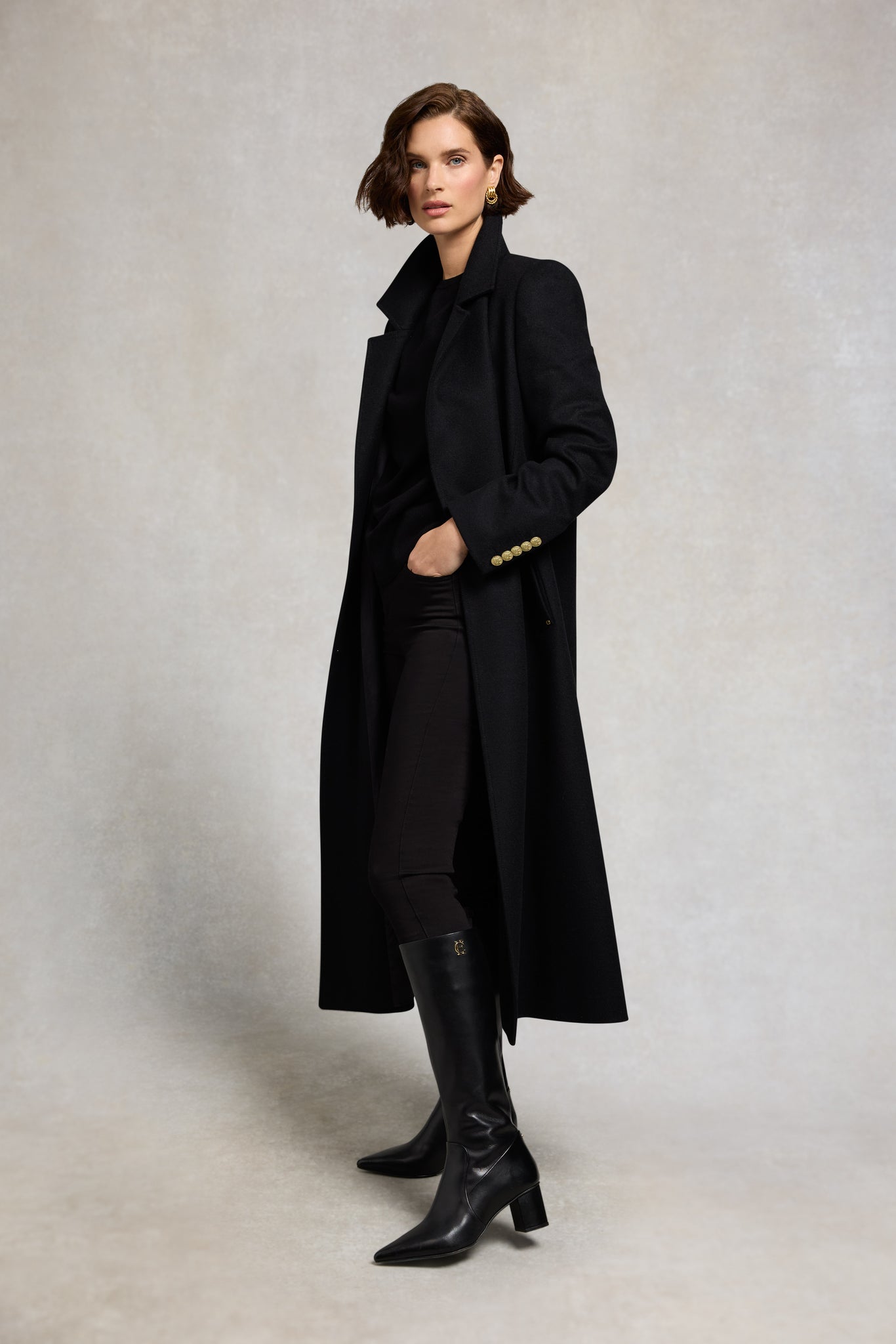 Regency Mid Heel Knee Boot (Black)