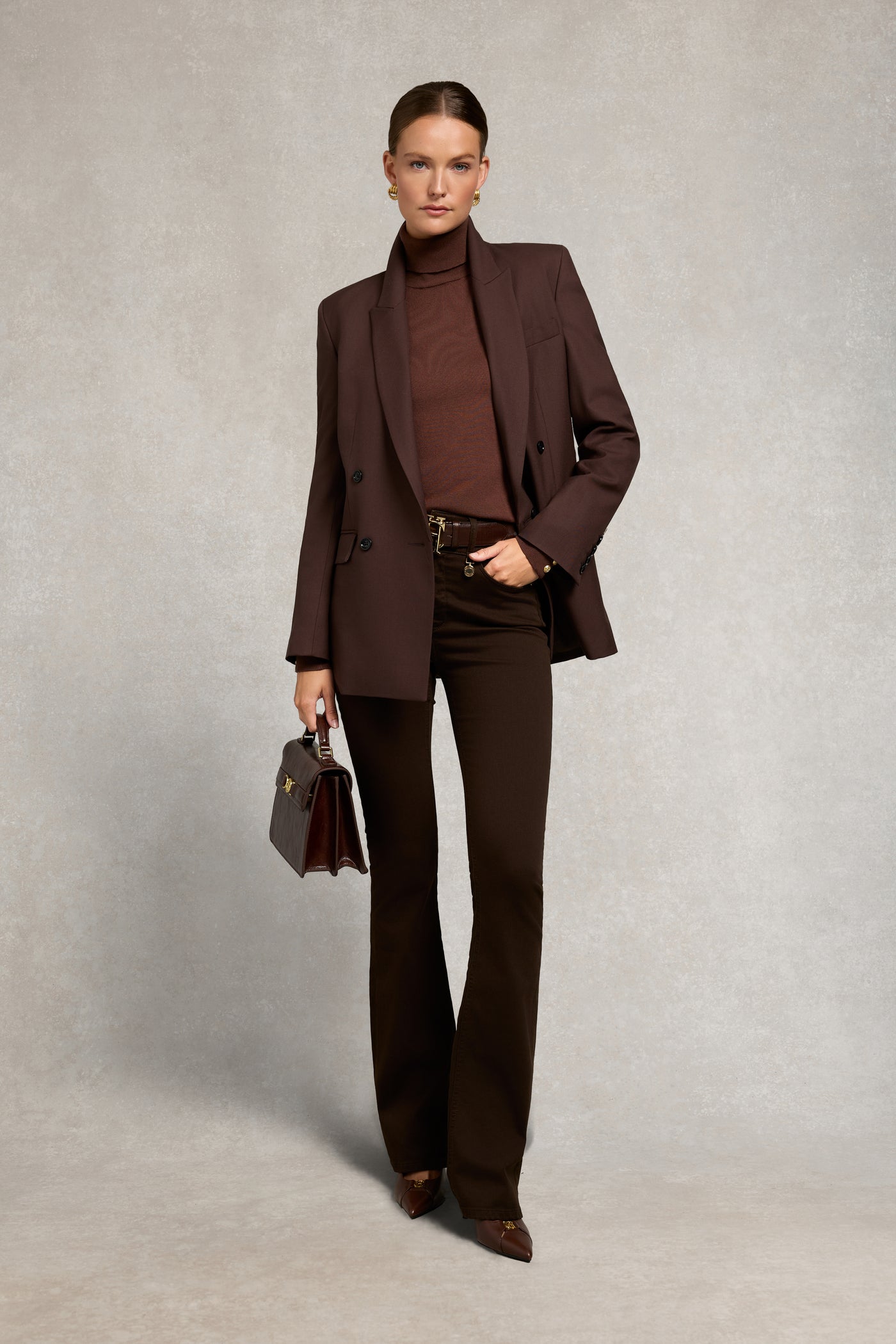 High Rise Flared Jean (Chocolate)
