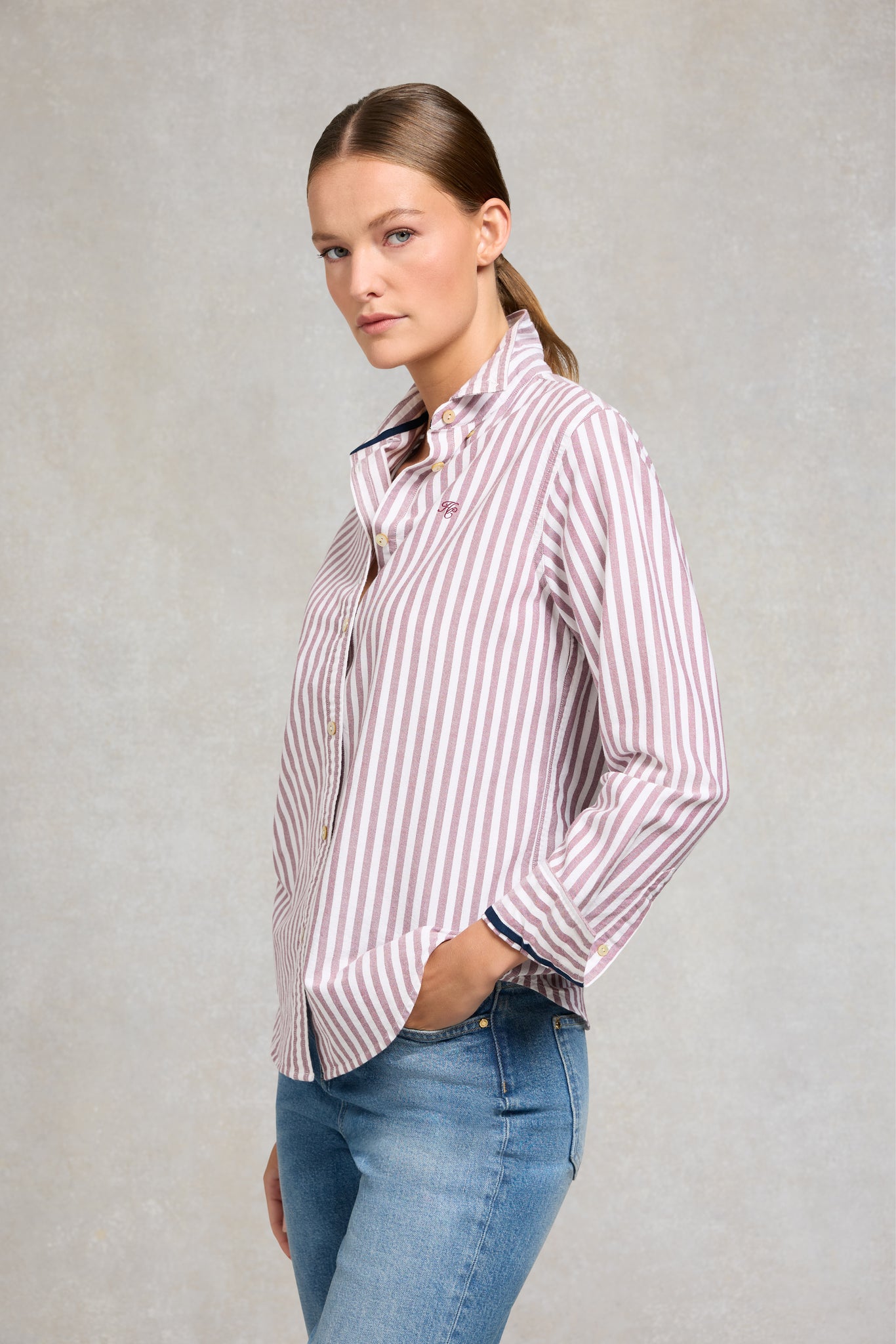 Oxford Shirt (Burgundy Stripe)