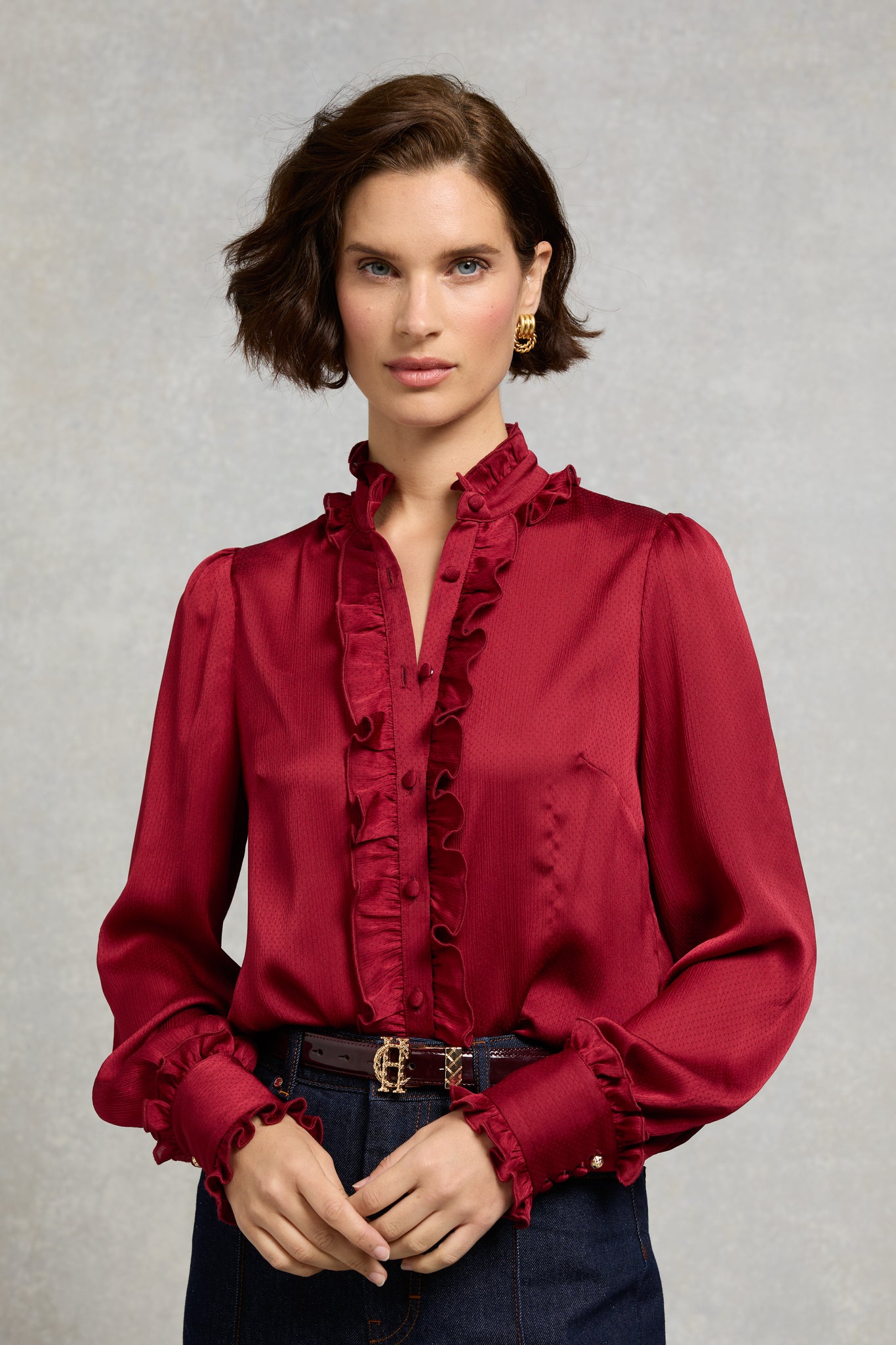 Quilted Slim Belt (Oxblood Patent)