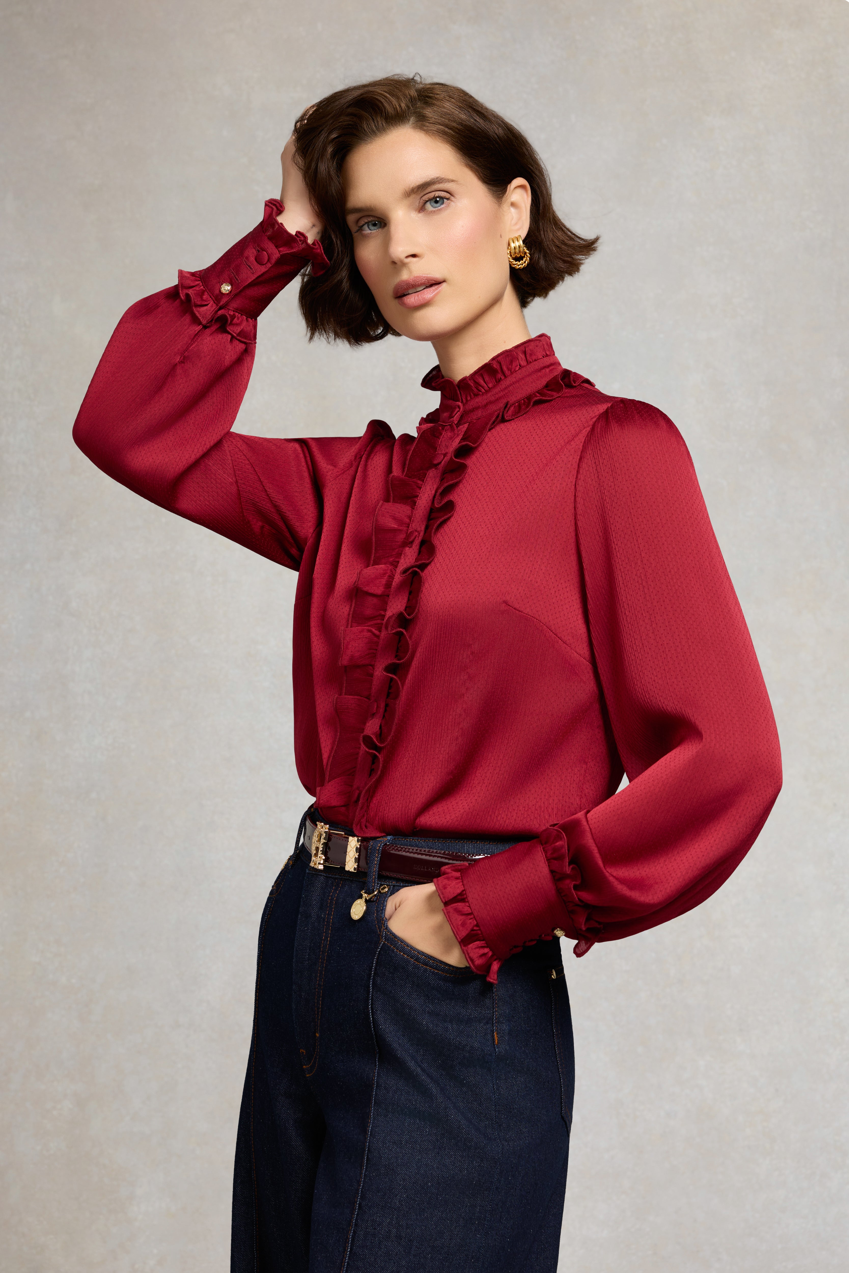 Ria Ruffle Shirt (Deep Raspberry) – Holland Cooper