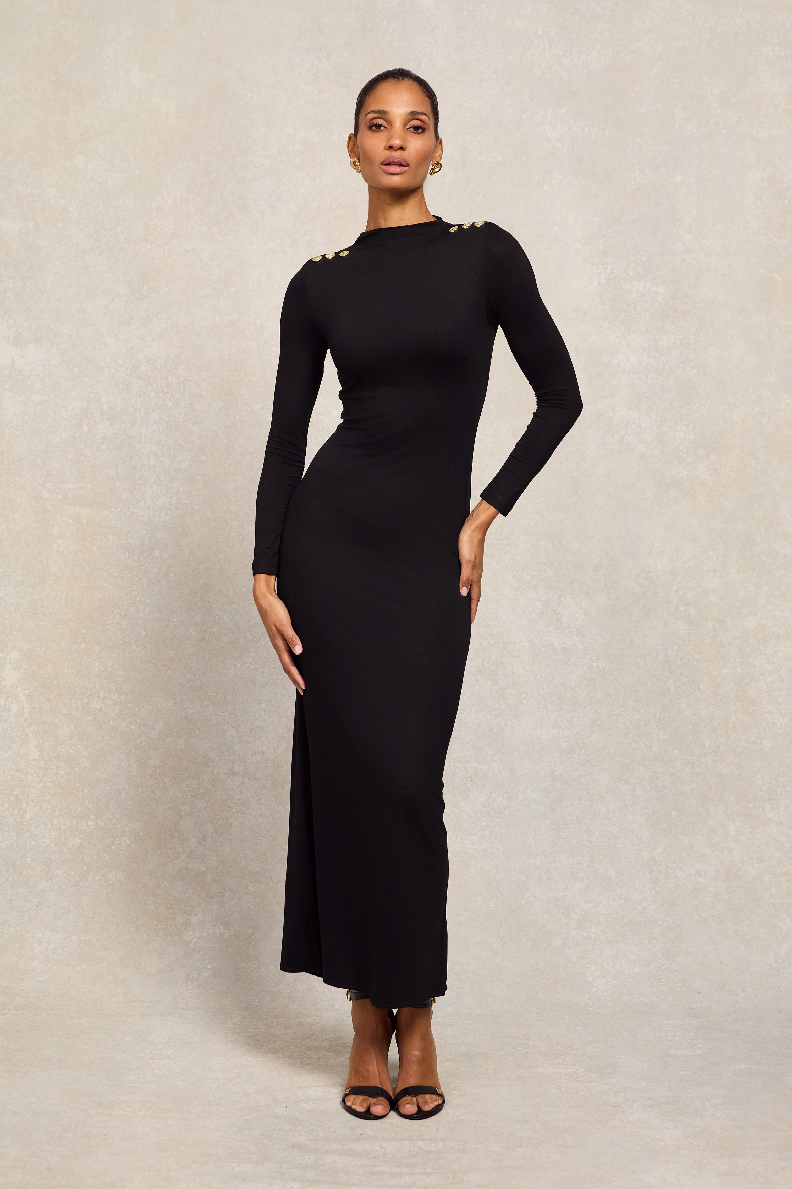 Super Love Long Sleeve Maxi Dress Black