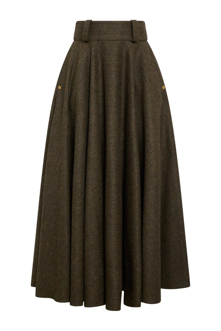 Jade's Dark Green Herringbone Look