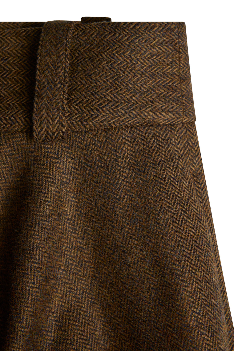360 Maxi Tweed Circle Skirt (Tobacco Herringbone)
