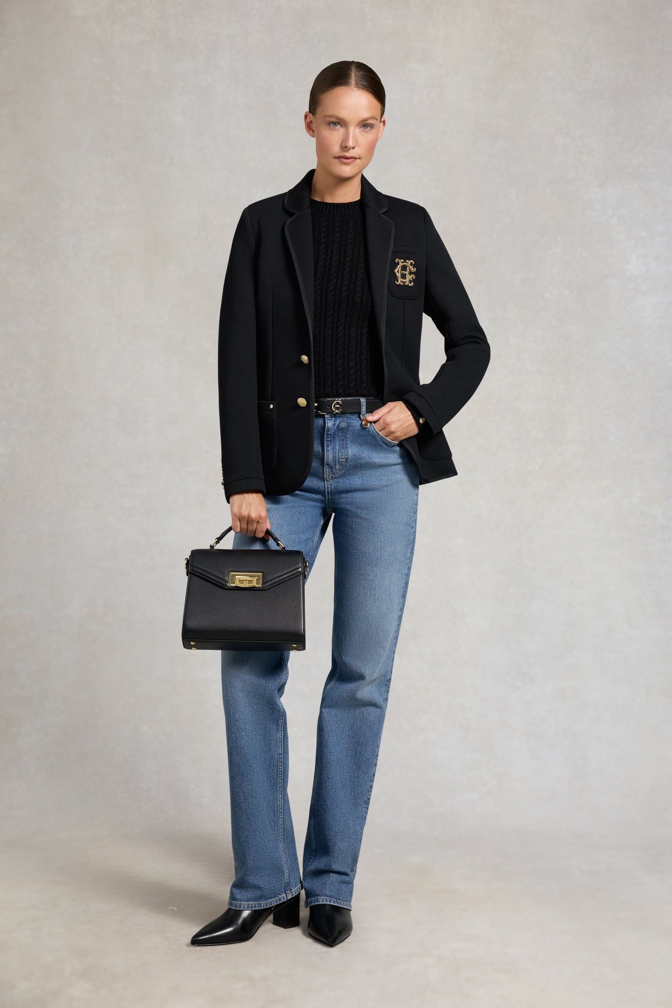 Seattle Cable Crew Knit (Black)