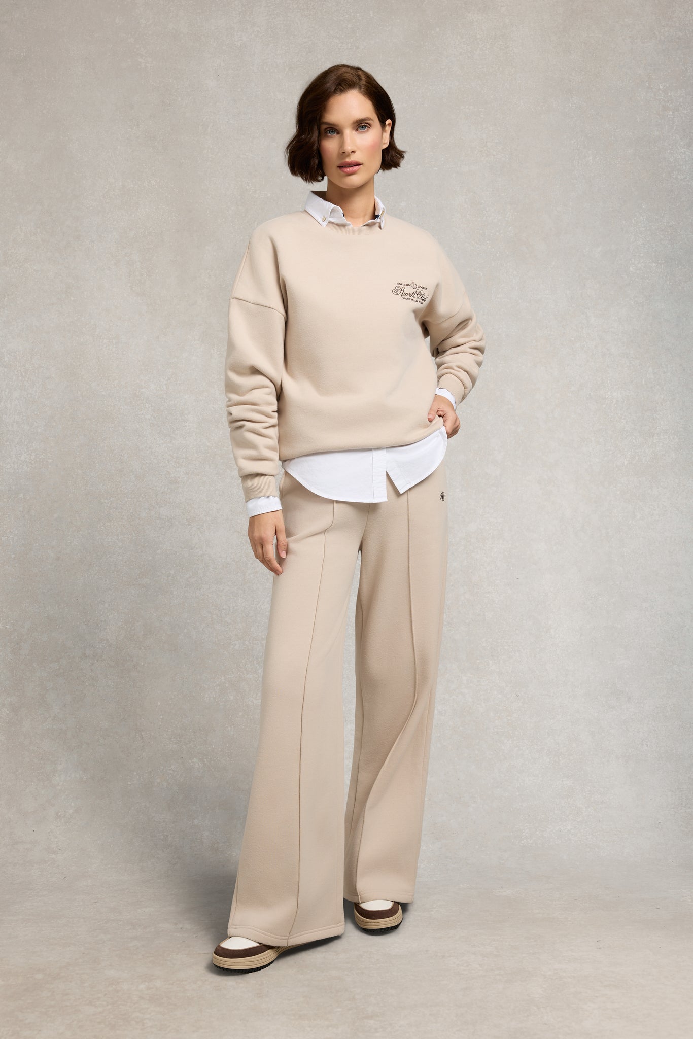 Collegiate Wide Leg Jogger (Stone)