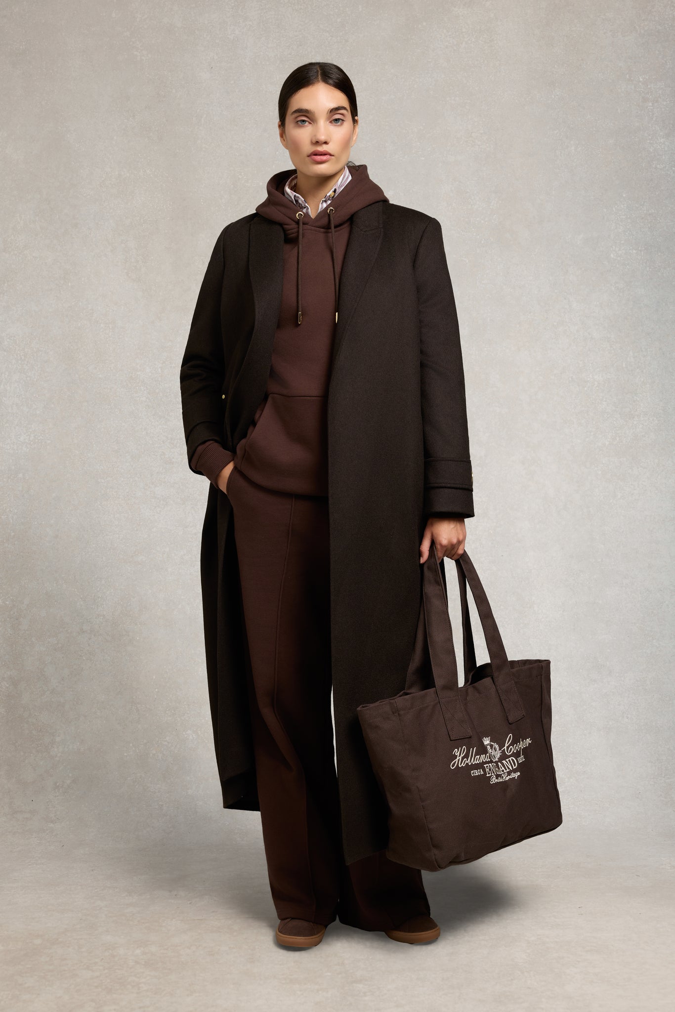 Relaxed Fit Script Hoodie (Walnut)