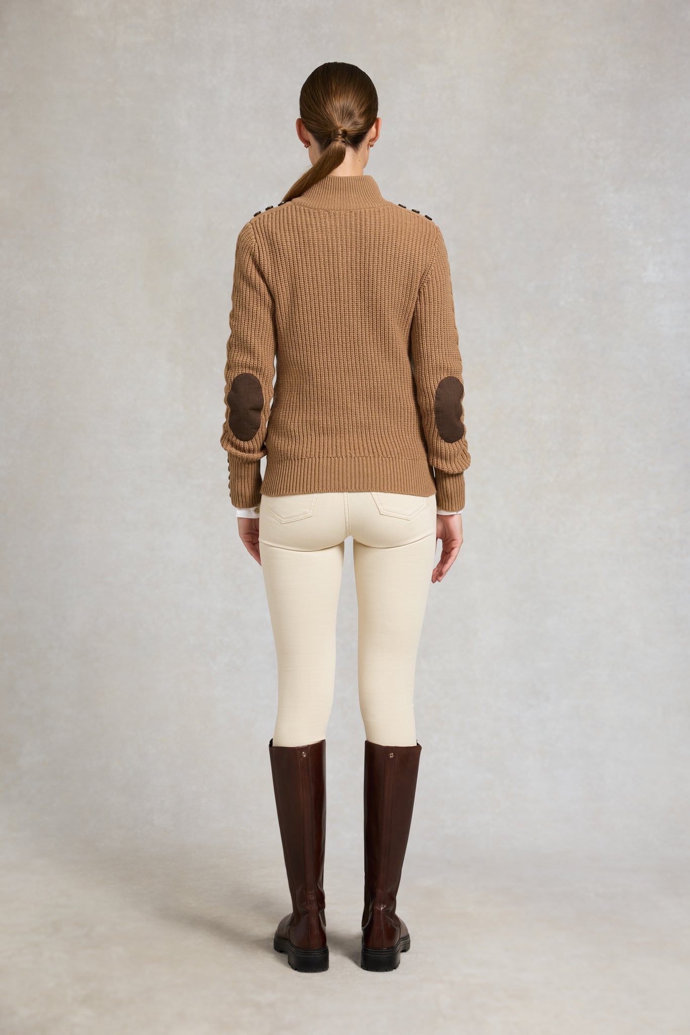 Country Cable Quarter Zip Knit (Caramel)