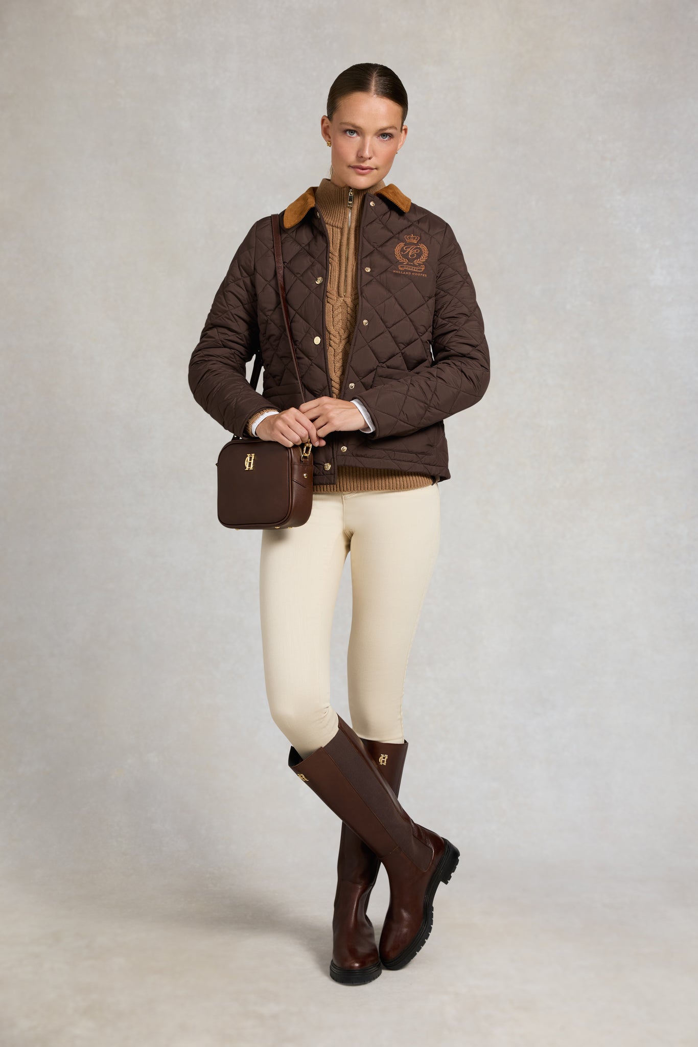 Country Cable Quarter Zip Knit (Caramel)