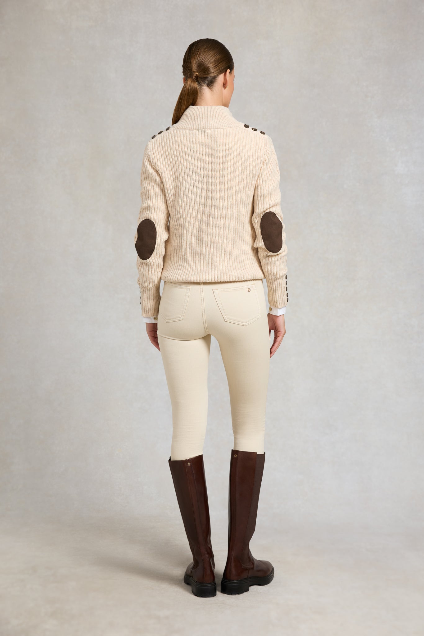 Country Cable Quarter Zip Knit (Oat)