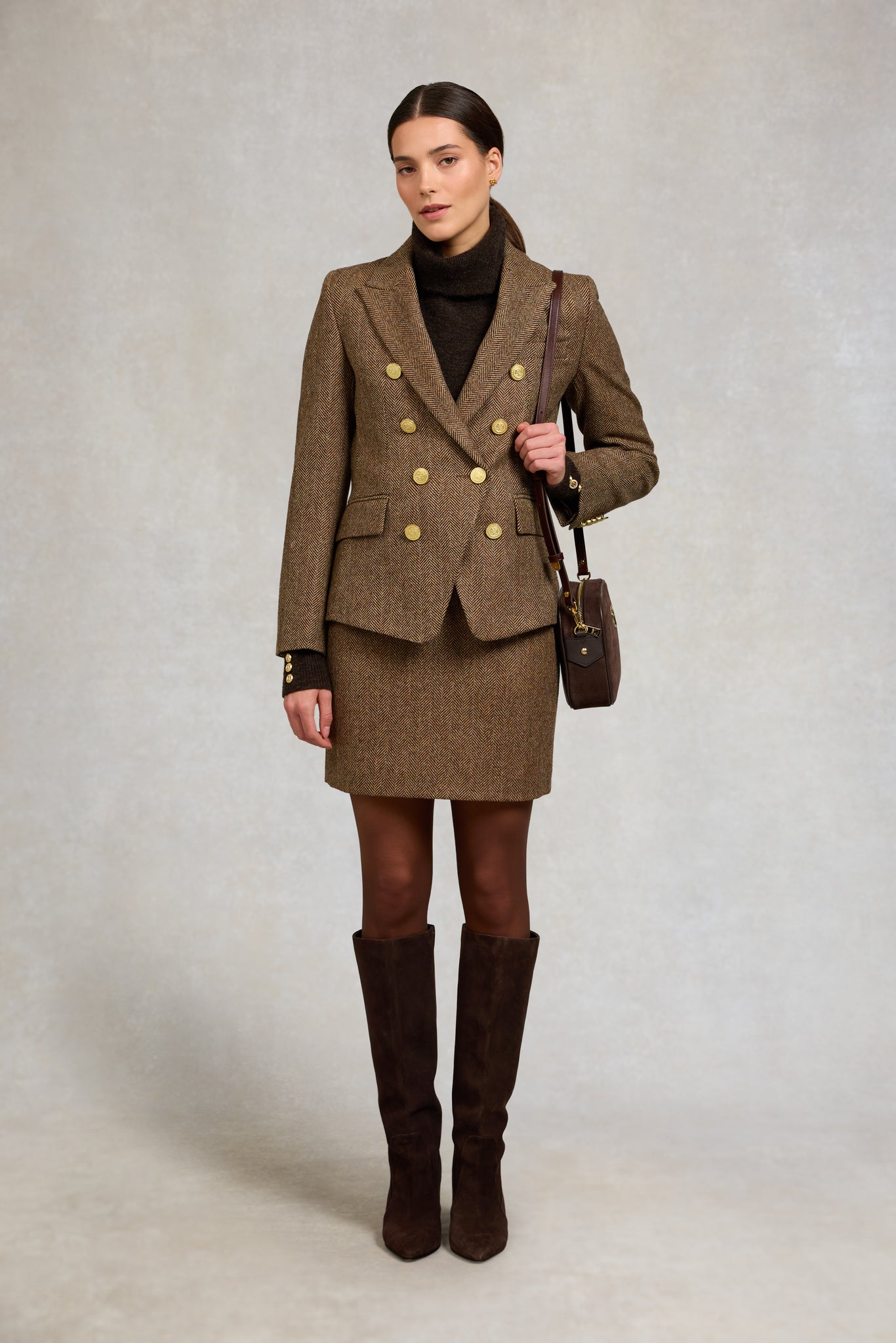 Regency Skirt (Large Scale Brown Herringbone)