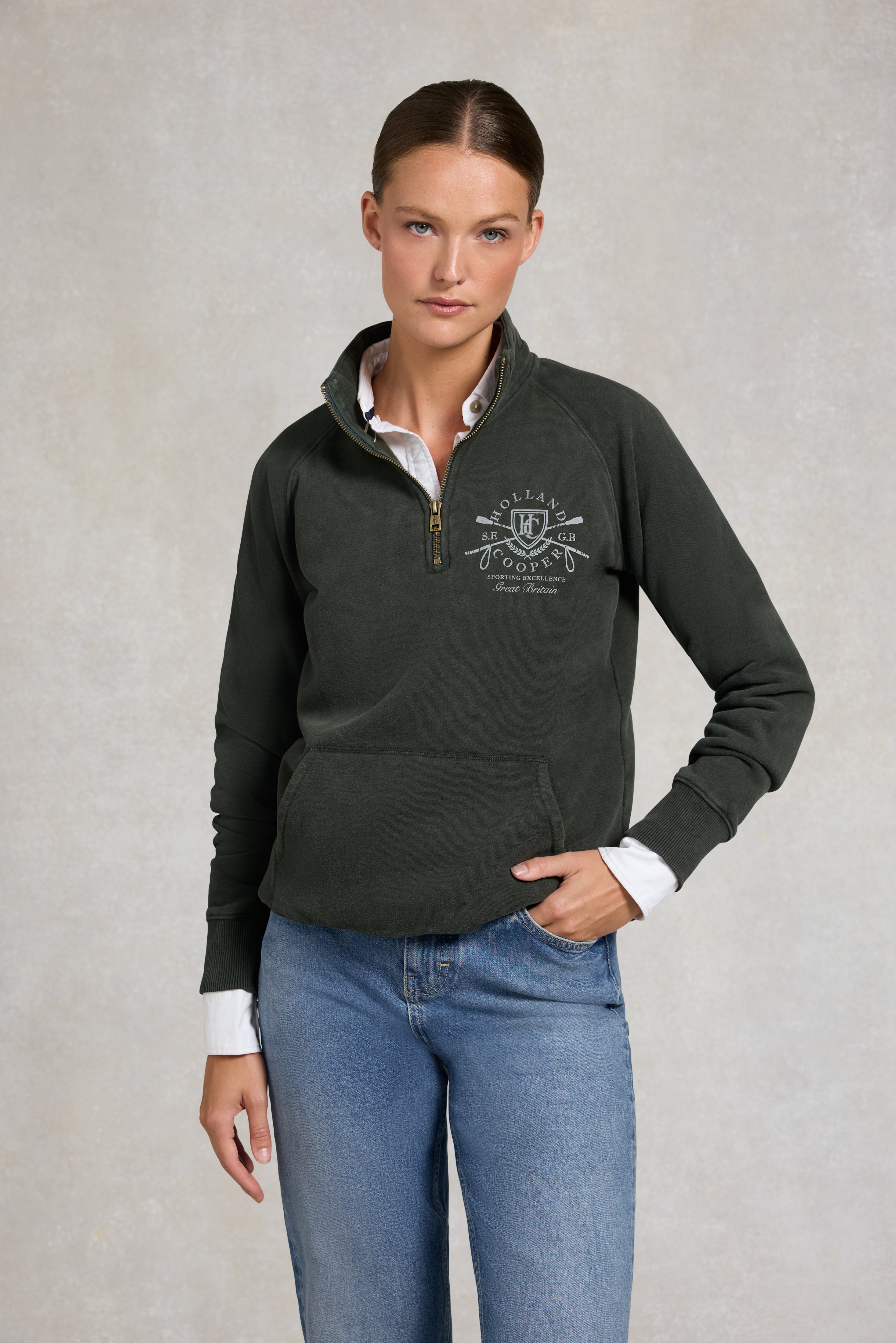 Crest Zip Henley (Racing Green) – Holland Cooper
