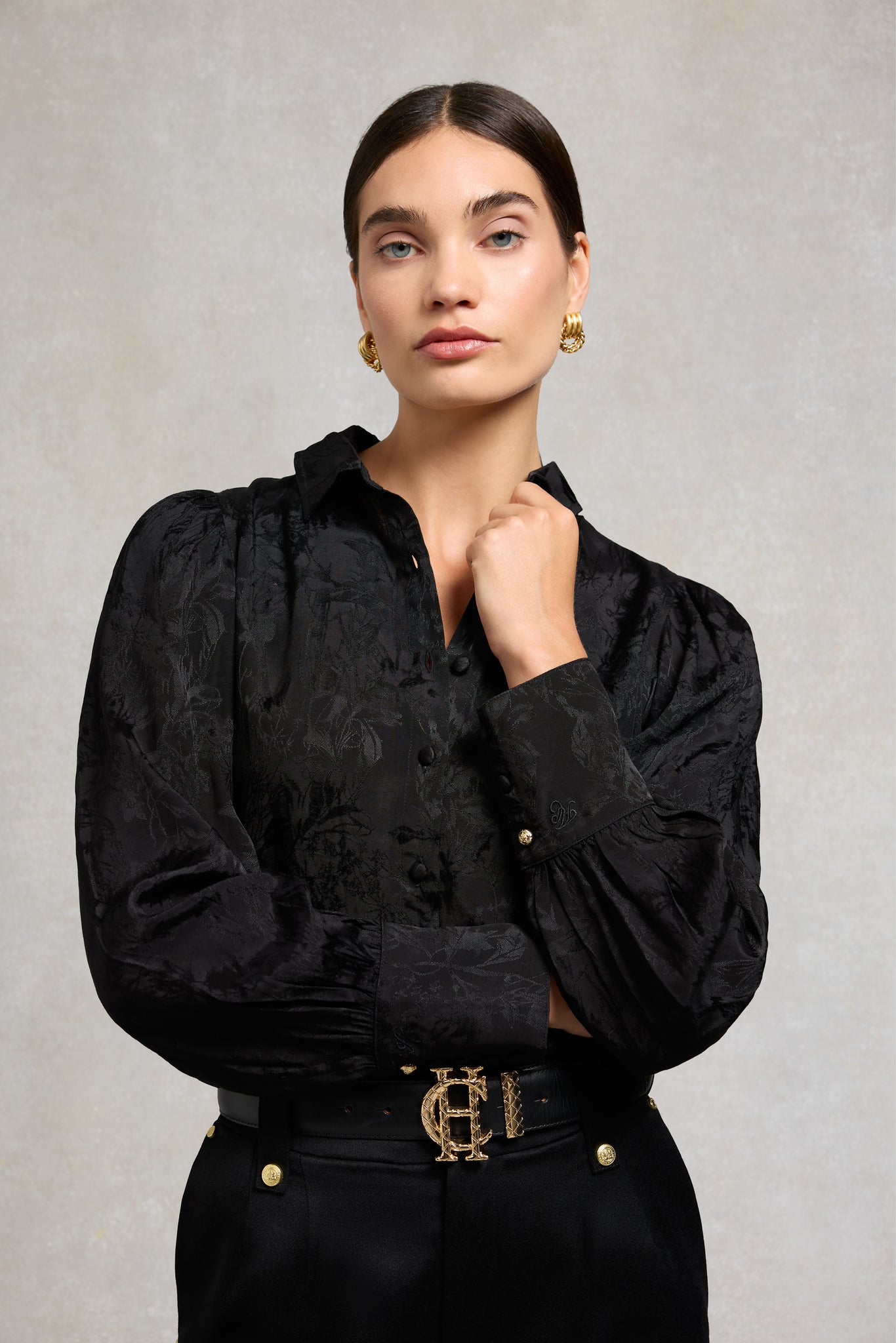 Iona Shirt (Black Jacquard)