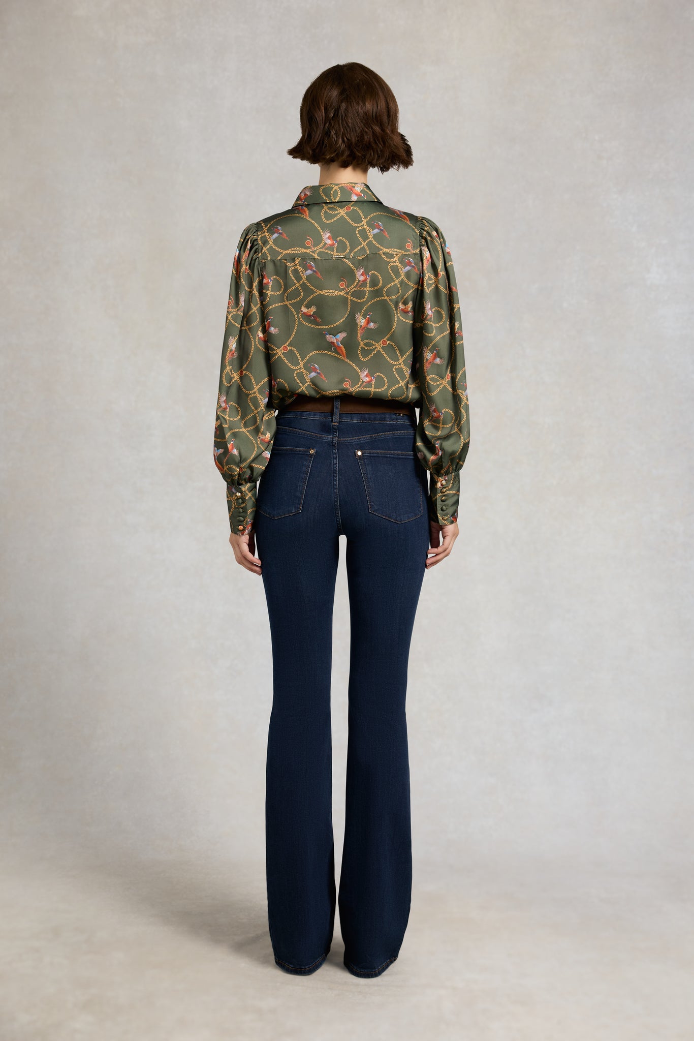 Isla Satin Shirt (Khaki Pheasant)