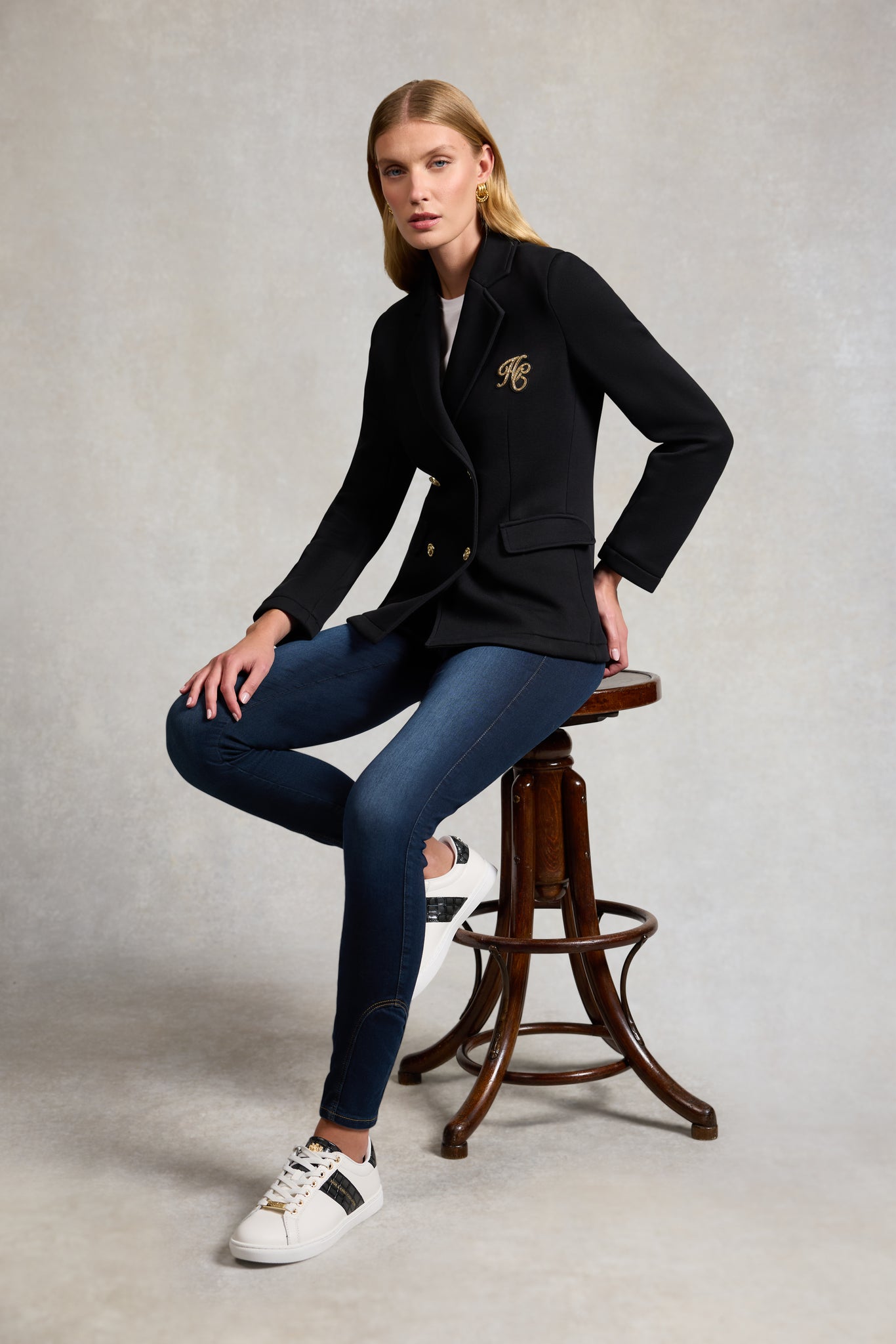 Knightsbridge Court Trainer (Black Croc)