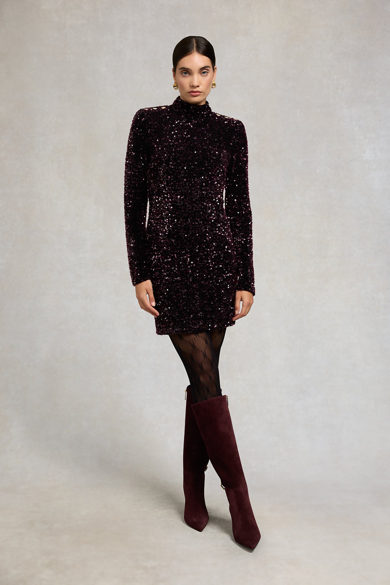 Cara Sequin Mini Dress (Burgundy)