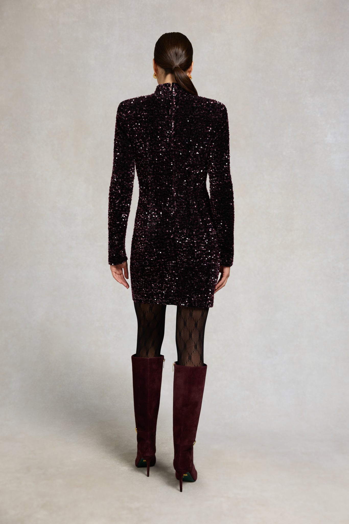 Cara Sequin Mini Dress (Burgundy)