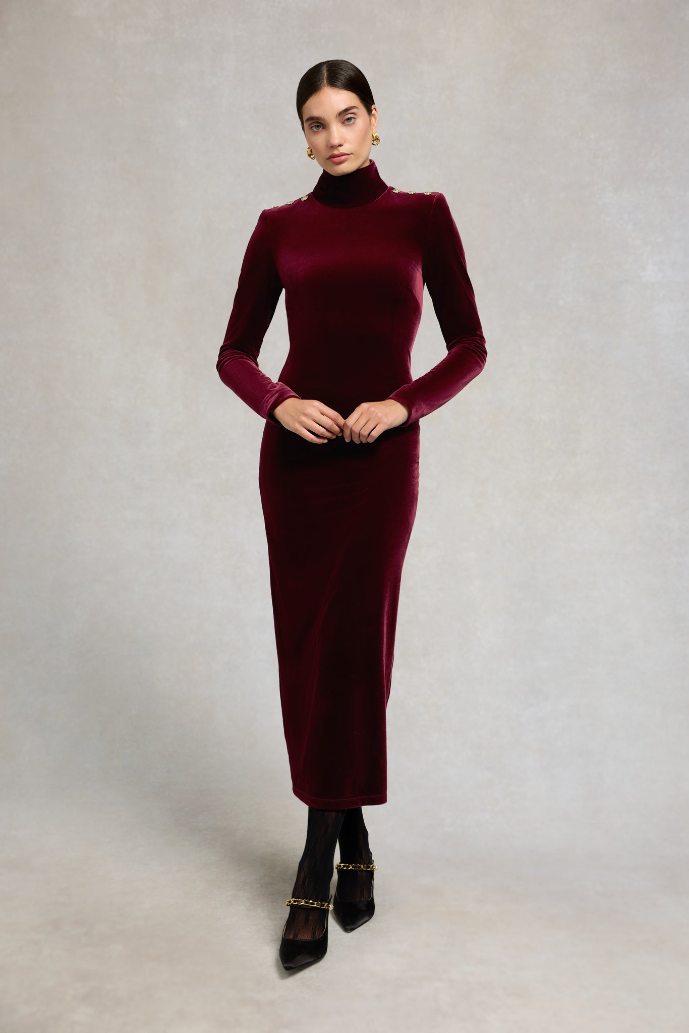 Cara Velvet Maxi Dress (Burgundy)