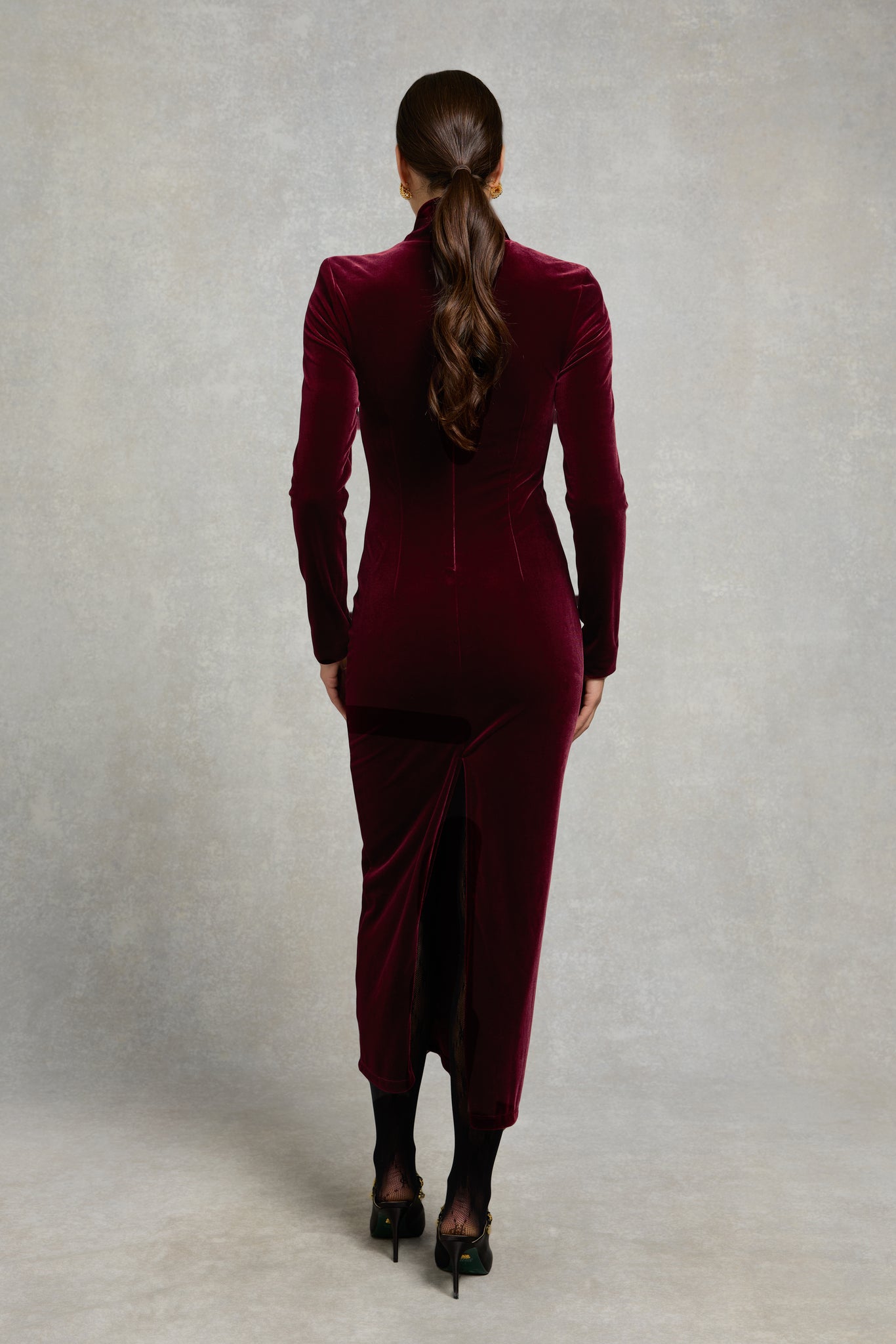 Cara Velvet Maxi Dress (Burgundy)