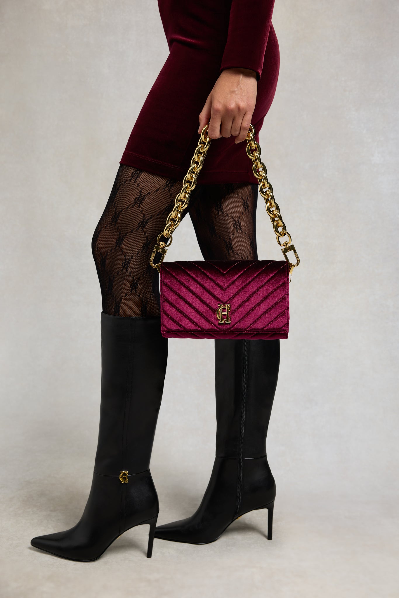 Belgravia Clutch Bag (Merlot Velvet)