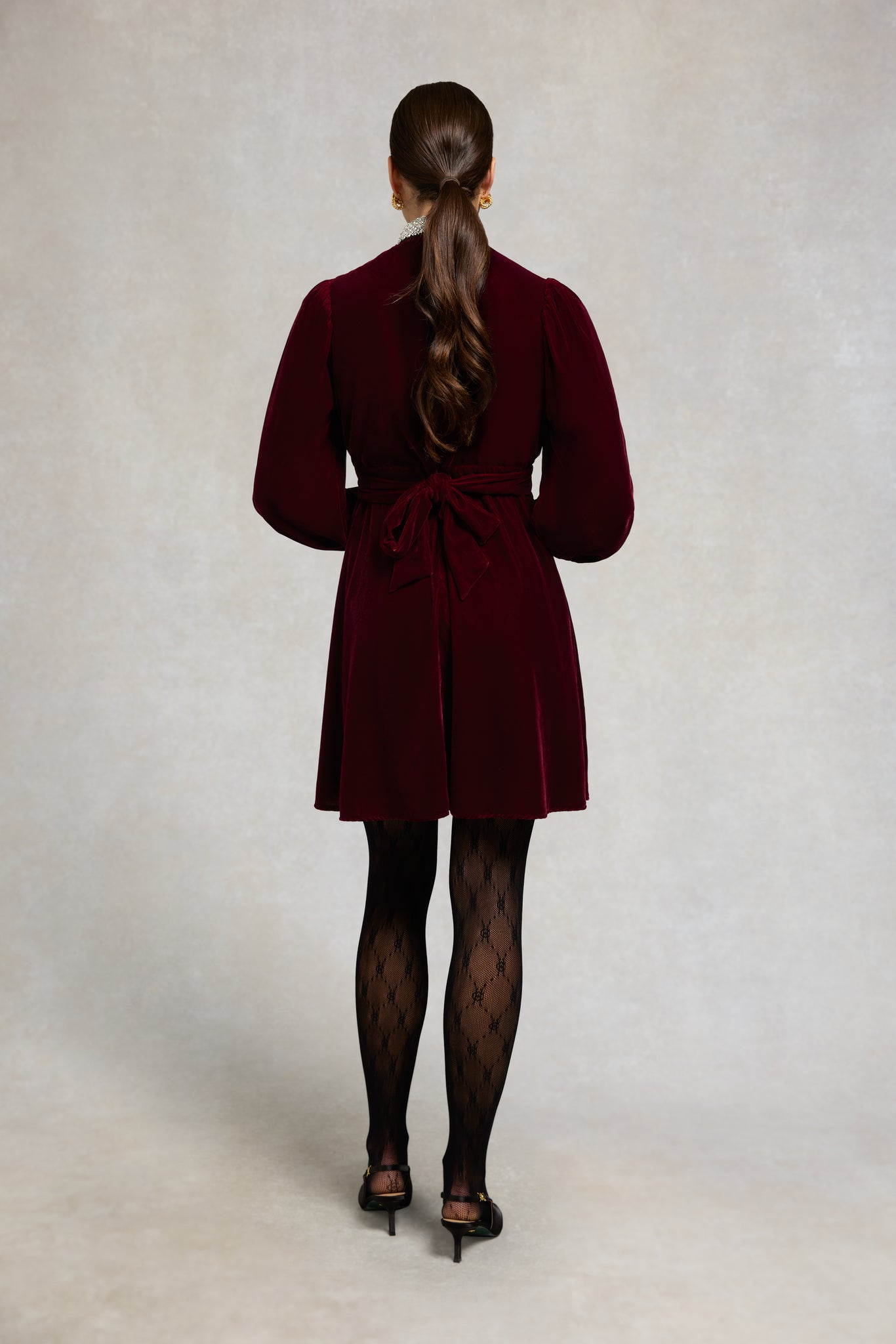 Gracie Velvet Mini Dress (Merlot)