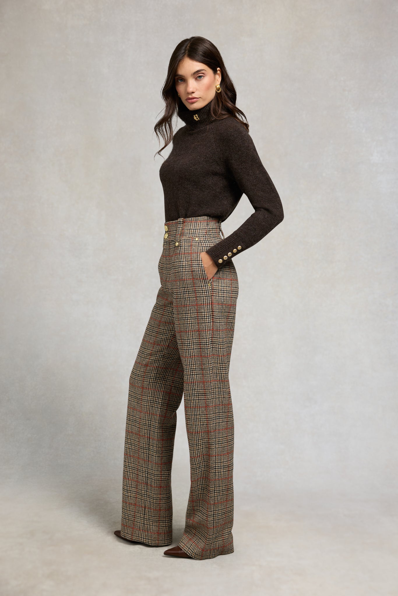 High Waisted Straight Trouser (Orange Windsor)