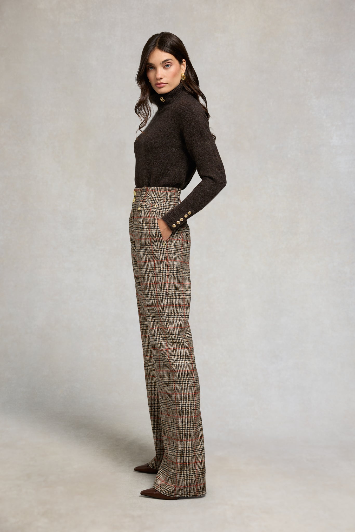 High Waisted Straight Trouser (Orange Windsor)