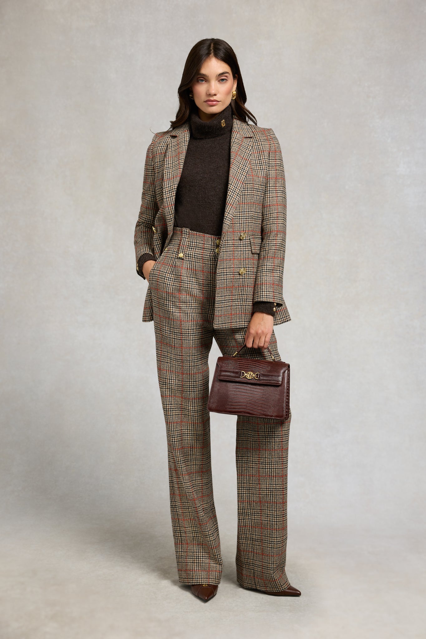 High Waisted Straight Trouser (Orange Windsor)