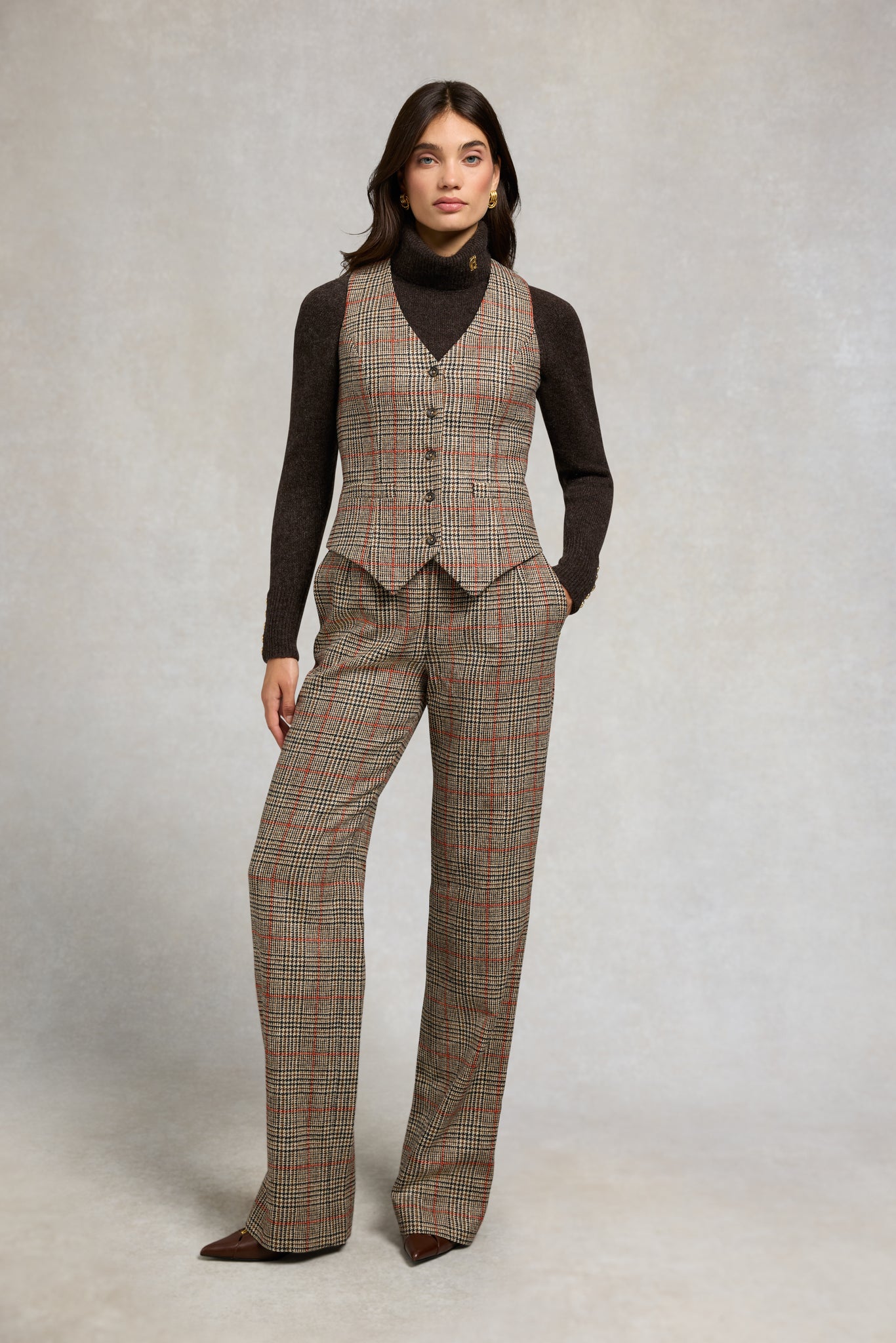 High Waisted Straight Trouser (Orange Windsor)