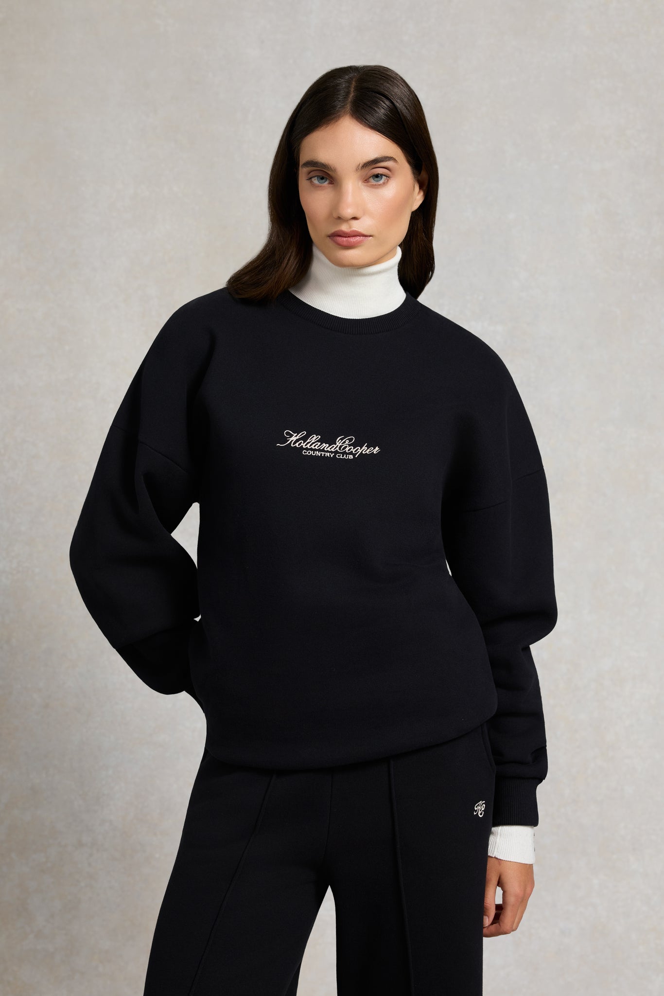 Relaxed Fit Crew Neck Sweat (Black)