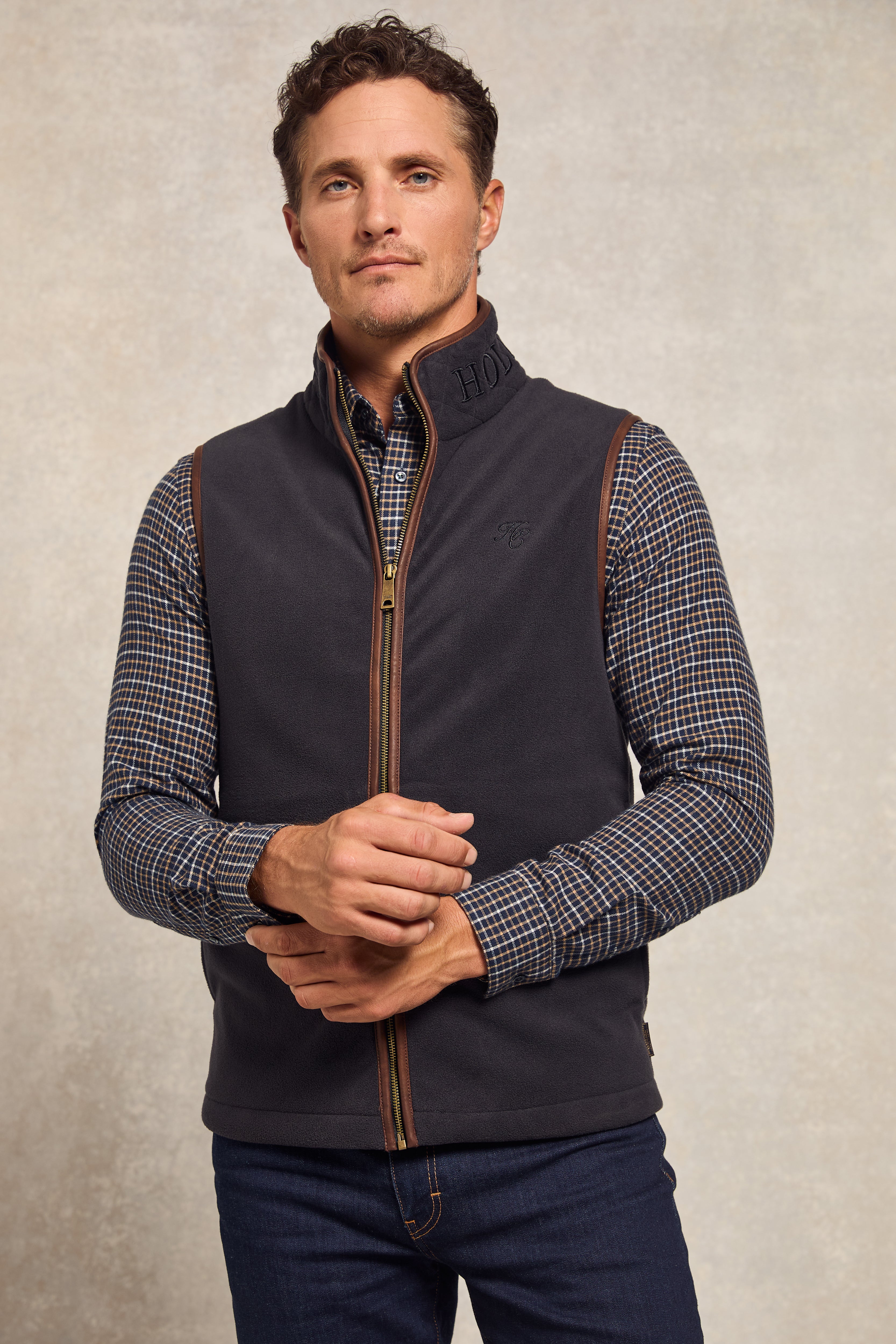 arte tie gilet - navy check