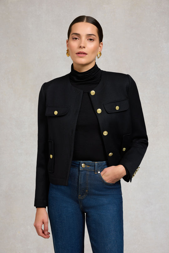 Holland Cooper Chelsea jacket black twill – best spring twill jacket for women 2026