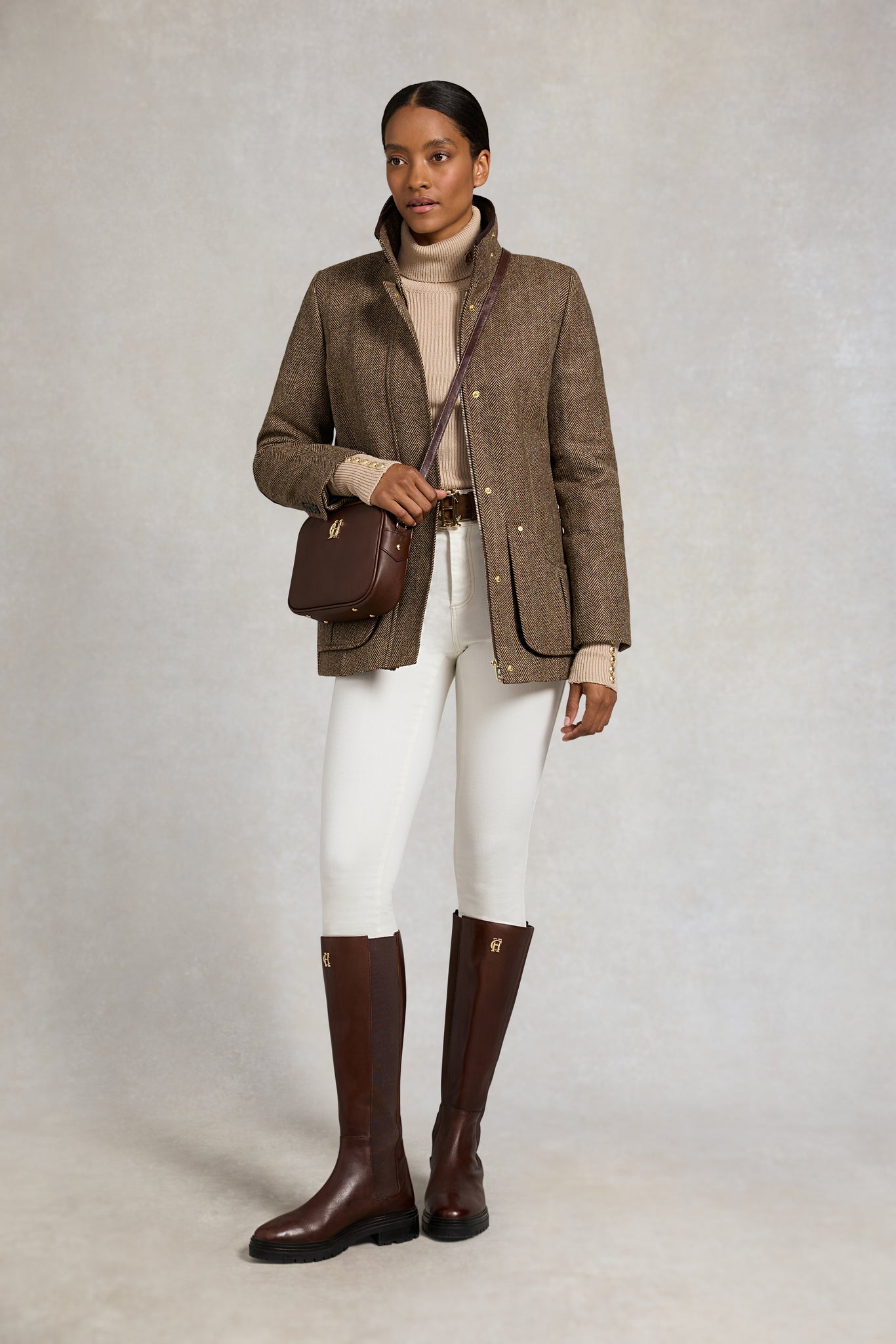 Country Classic Jacket (Large Scale Brown Herringbone)