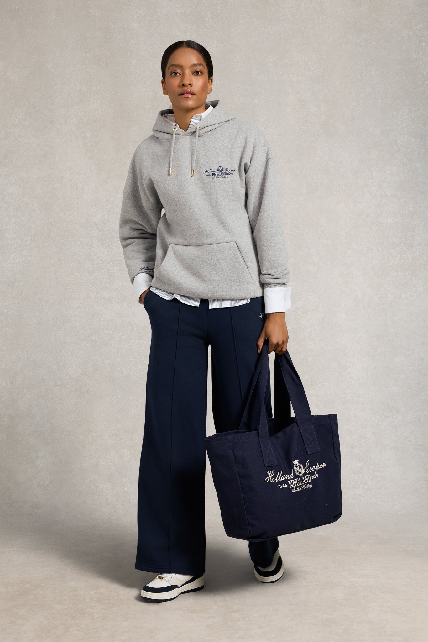 Relaxed Fit Script Hoodie (Grey Marl)