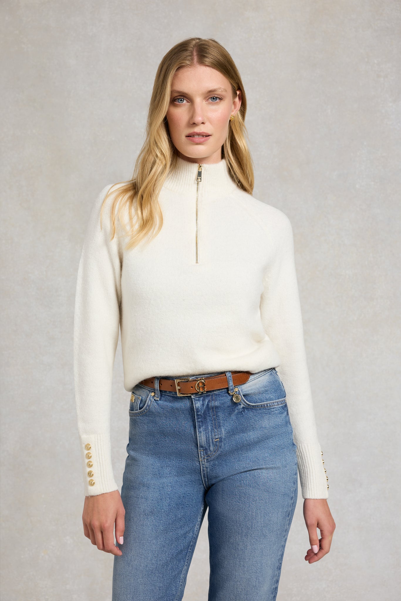 Tori Quarter Zip Knit (Natural)