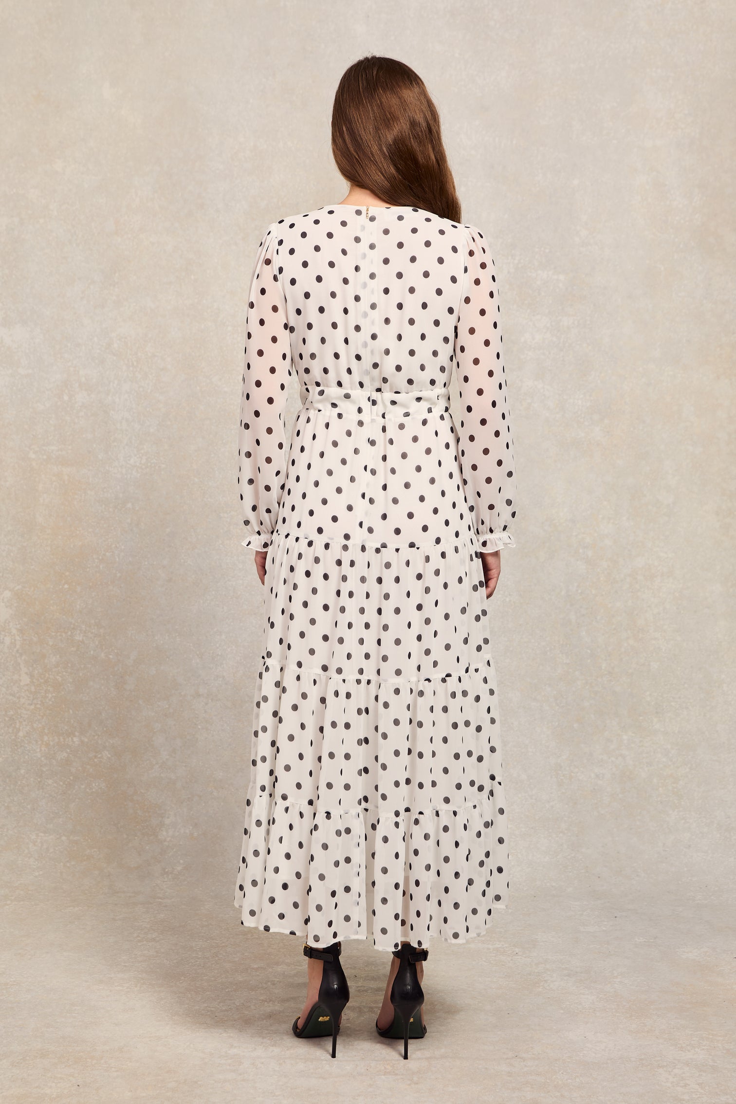 Bella Tiered Maxi Dress (White Black Polka Dot) – Holland Cooper