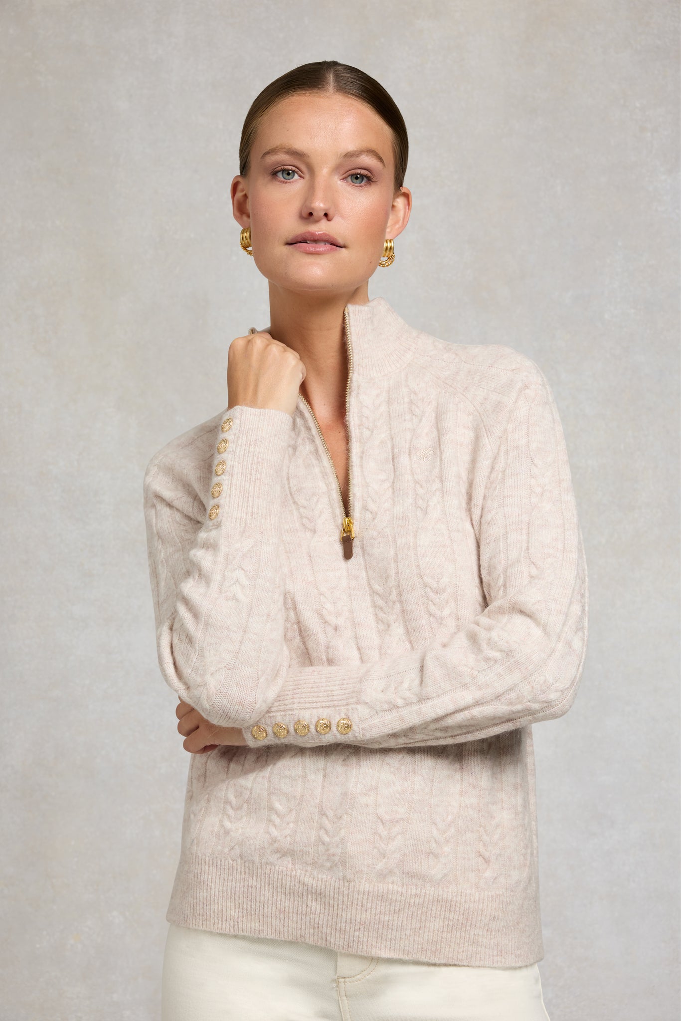 Bridget Quarter Zip Knit (Barley)