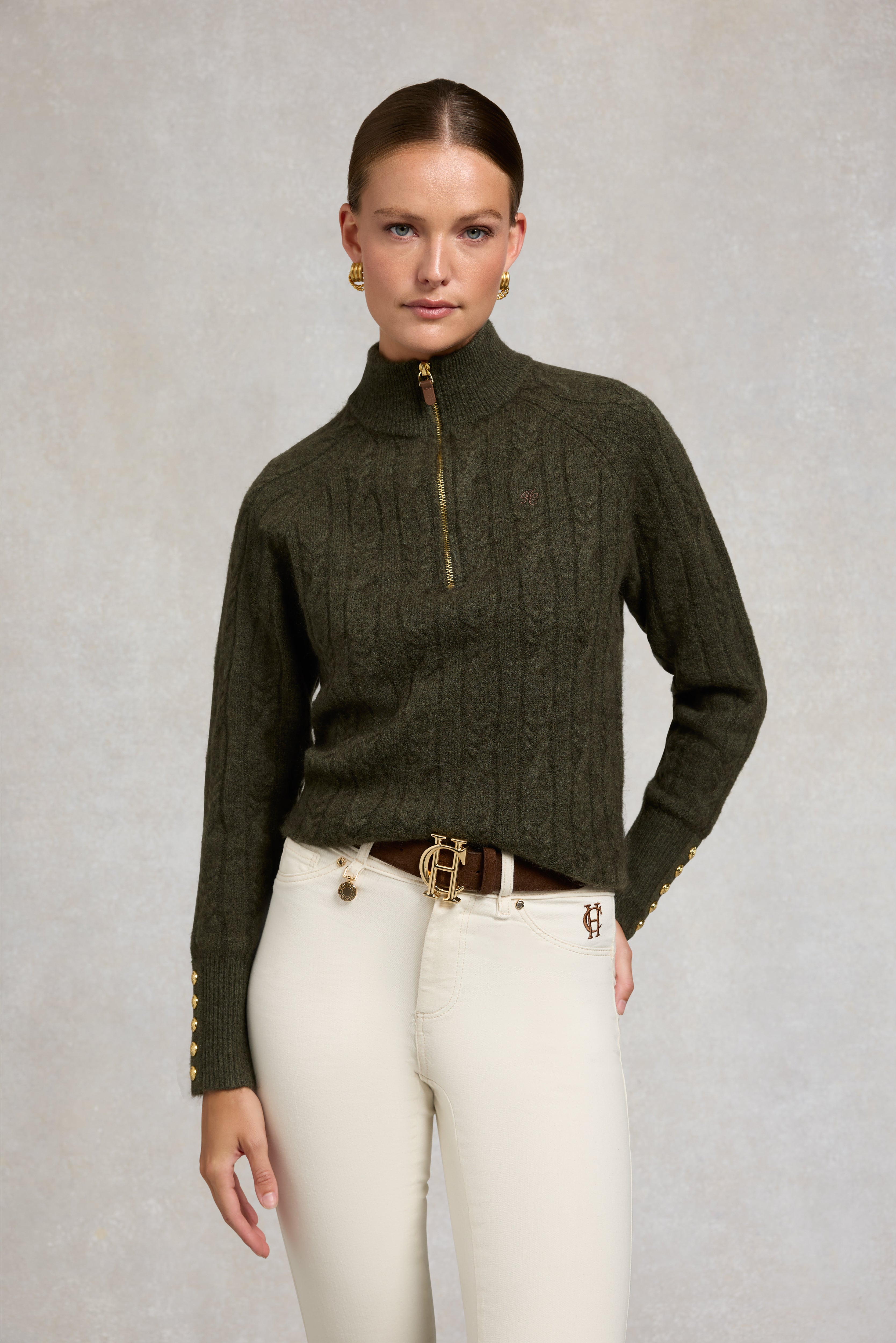 Bridget Quarter Zip Knit (Forest Green) – Holland Cooper
