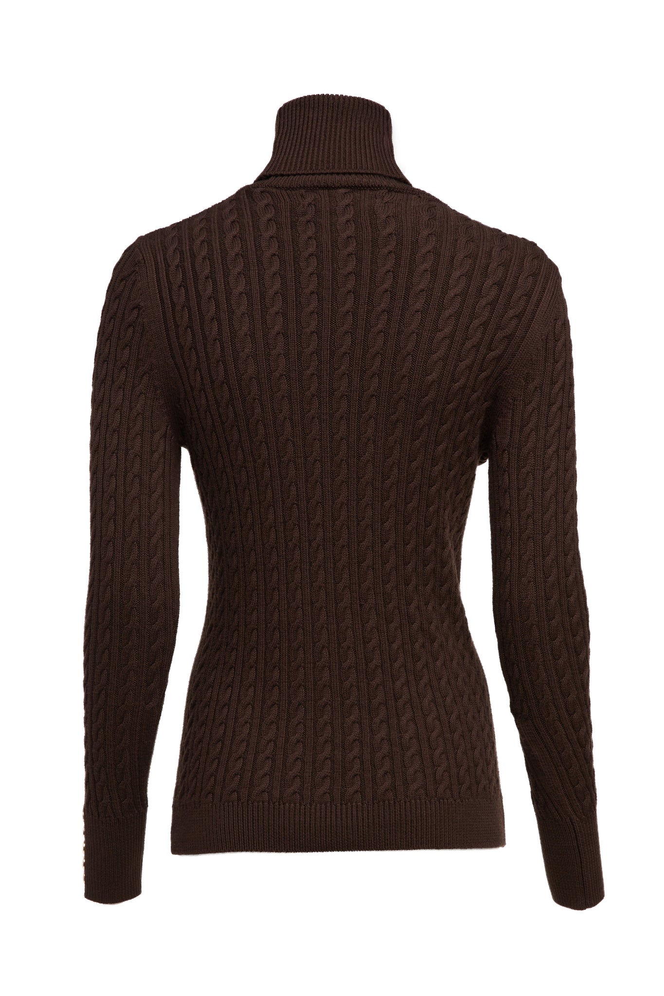 Seattle Roll Neck Cable Knit (Chocolate)