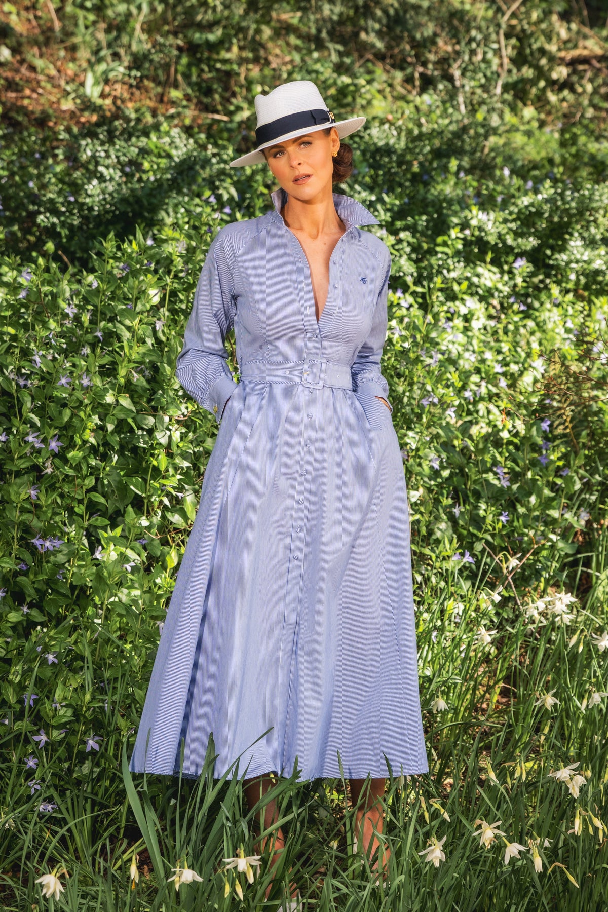 Aimee Dress (Blue Stripe)